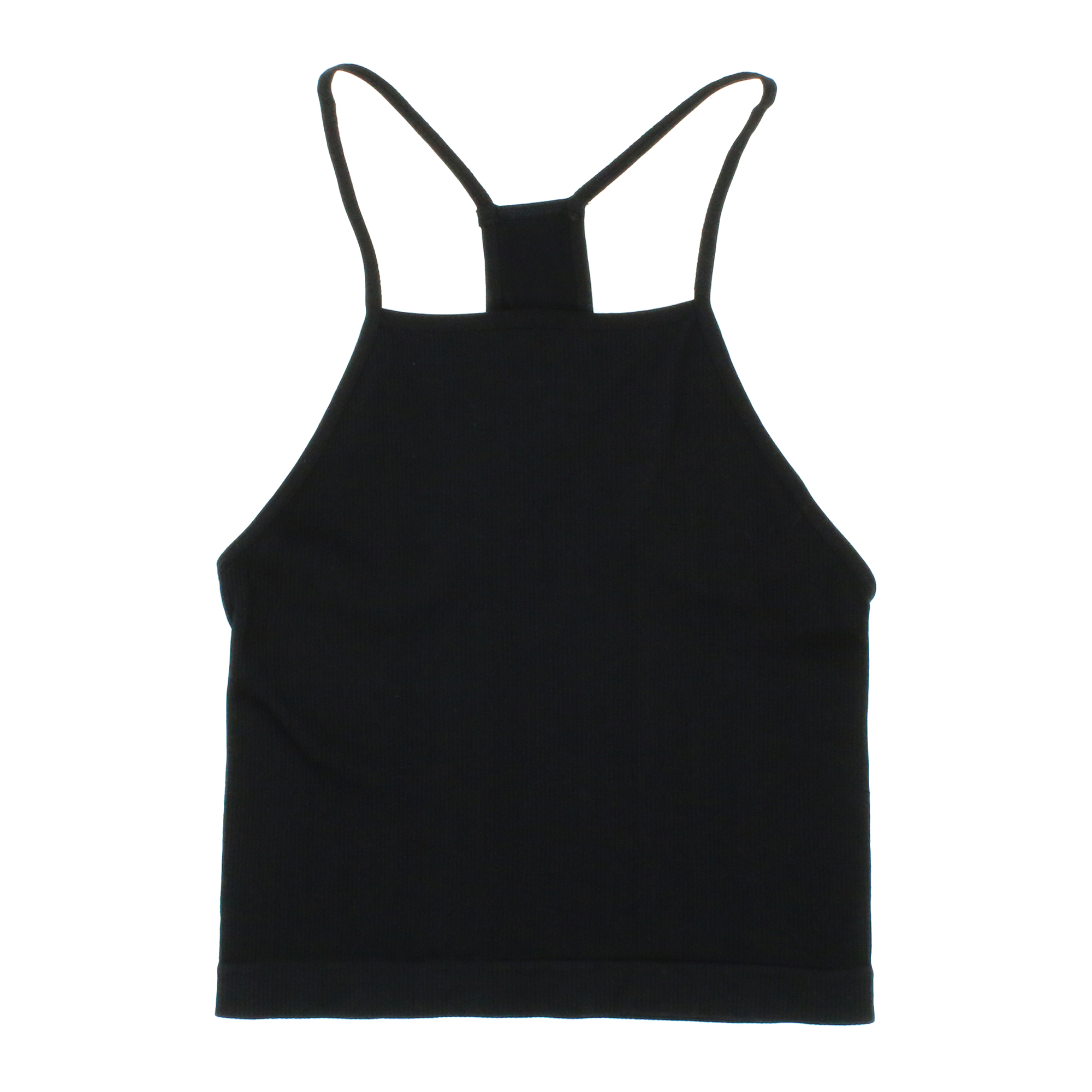 Black Ribbed Halter Tank Top