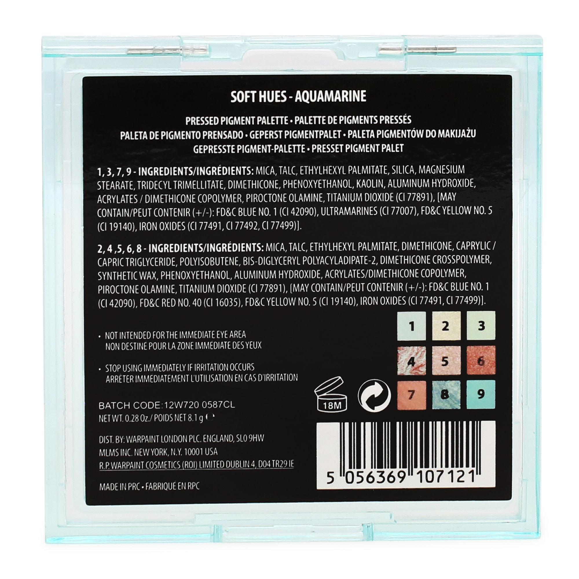 W7® Soft Hues Aquamarine Pressed Pigment Makeup Palette