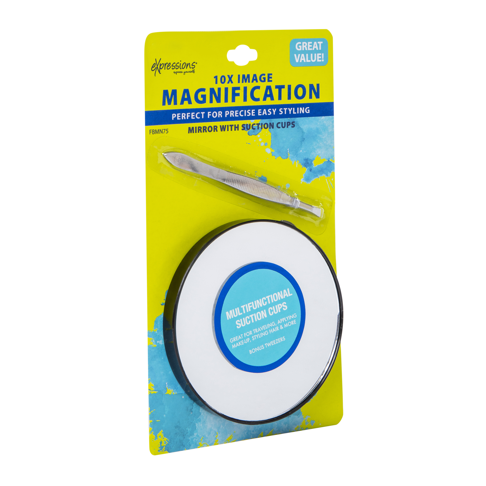 10X Magnifying Mirror With Suction Cup & Tweezers