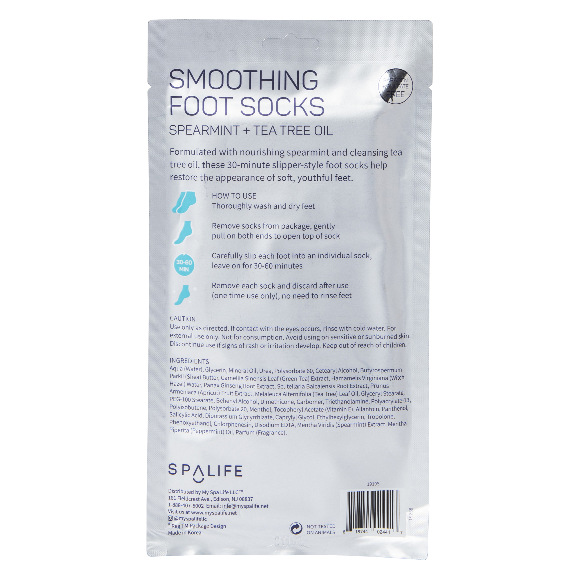 Spa Life™ Smoothing Foot Socks With Spearmint + Tea Tree Oil
