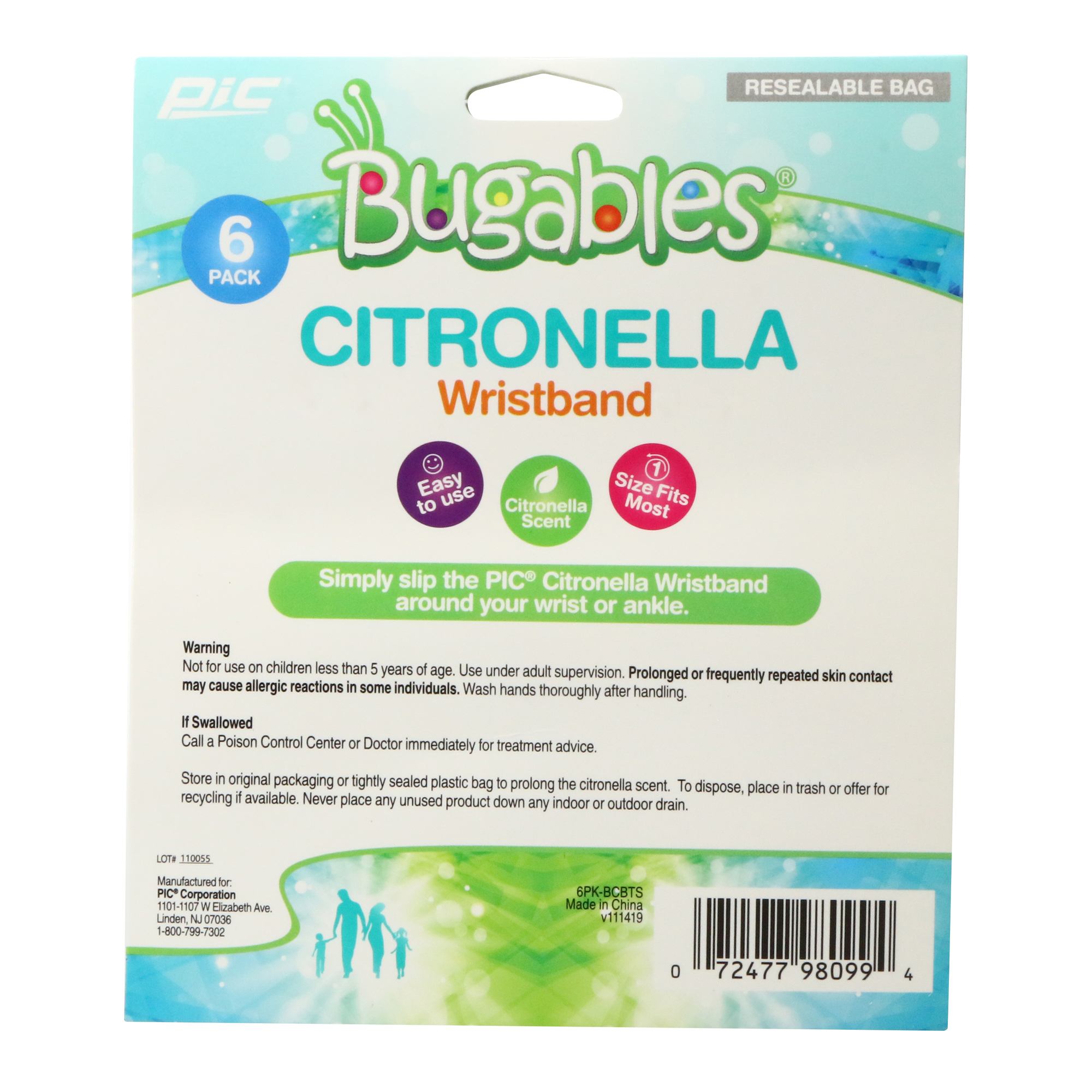 Bugables® Citronella Wristband 6-Pack