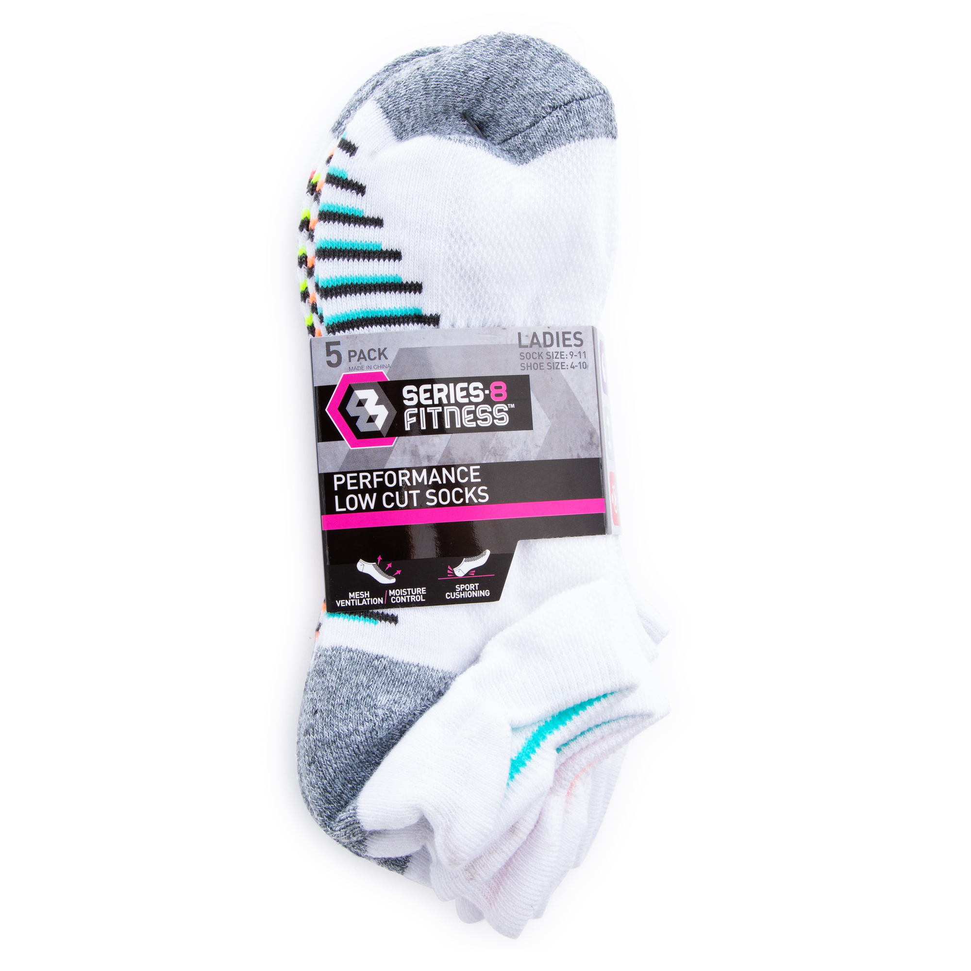 Series-8 Fitness™ Ladies Performance Low Cut Socks 5-Pack