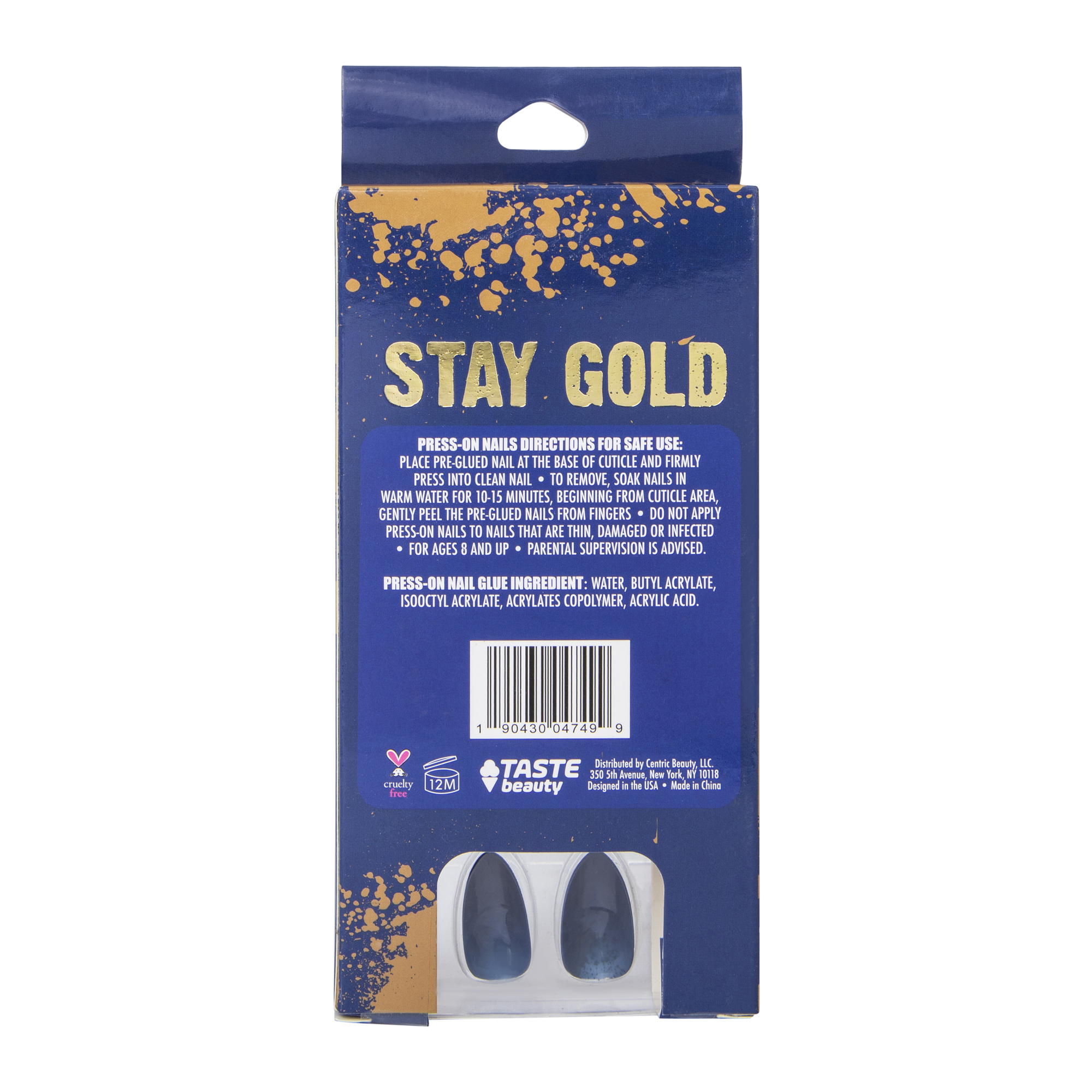 Press-On Nails, Stay Gold 18-Count