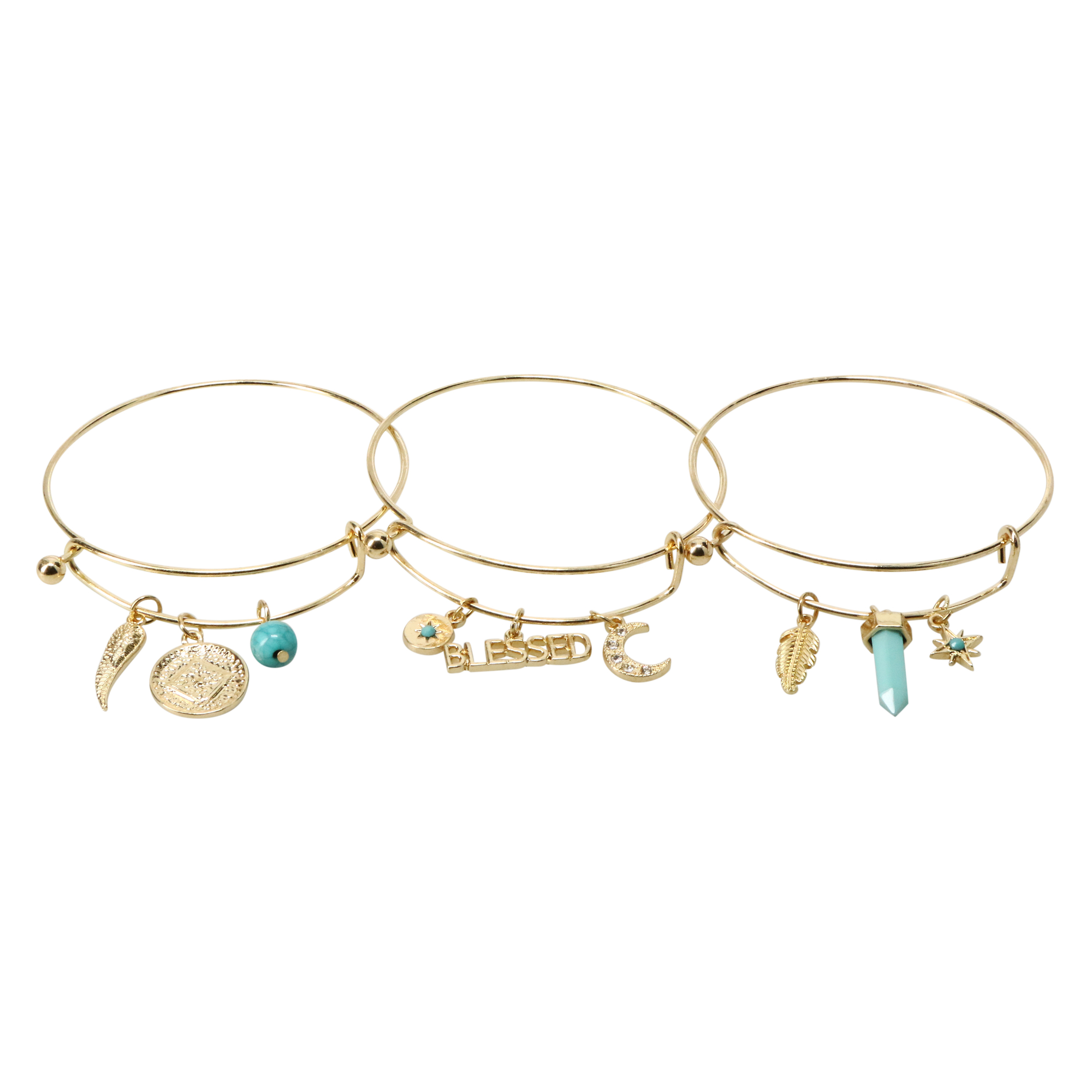 Gold Charm Bracelets Set