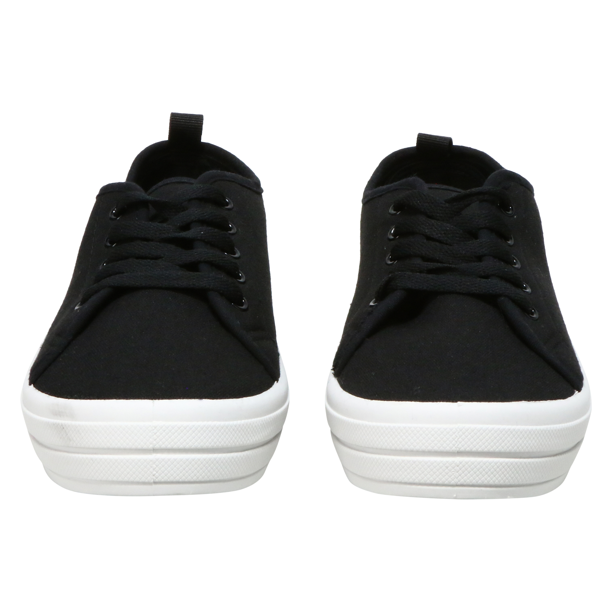 Ladies Black Tonal Lace-Up Sneakers