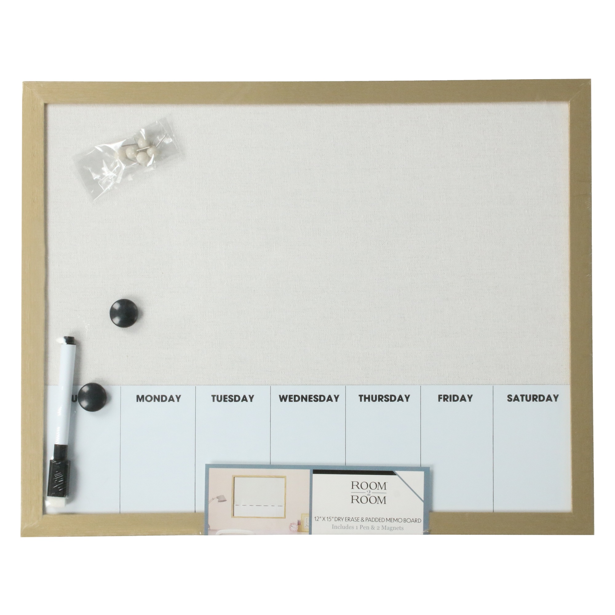 Dry Erase Weekly Calendar & Bulletin Board 12in x 15in