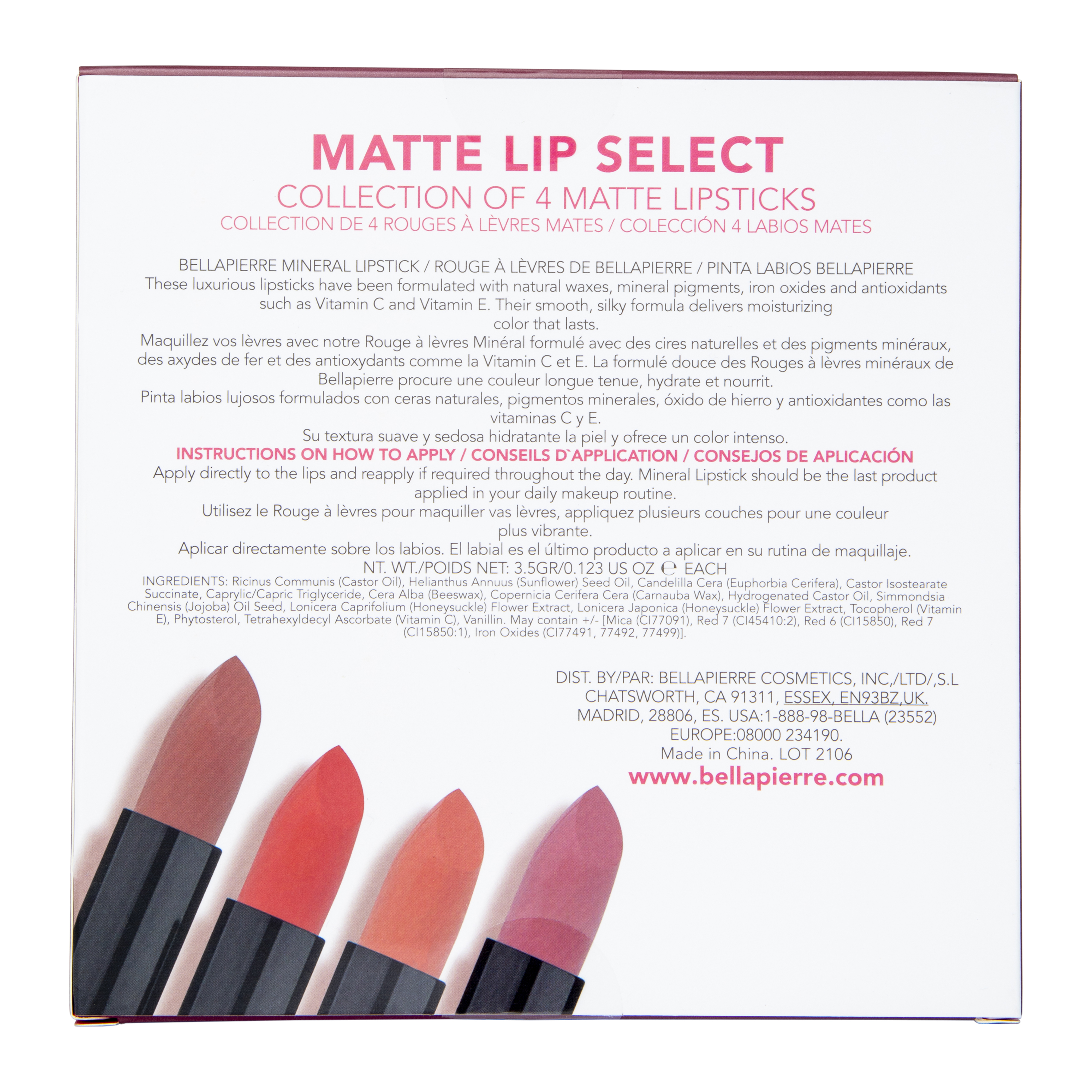 Bella Pierre® Lip Culture Matte Lipstick 4-Piece Collection