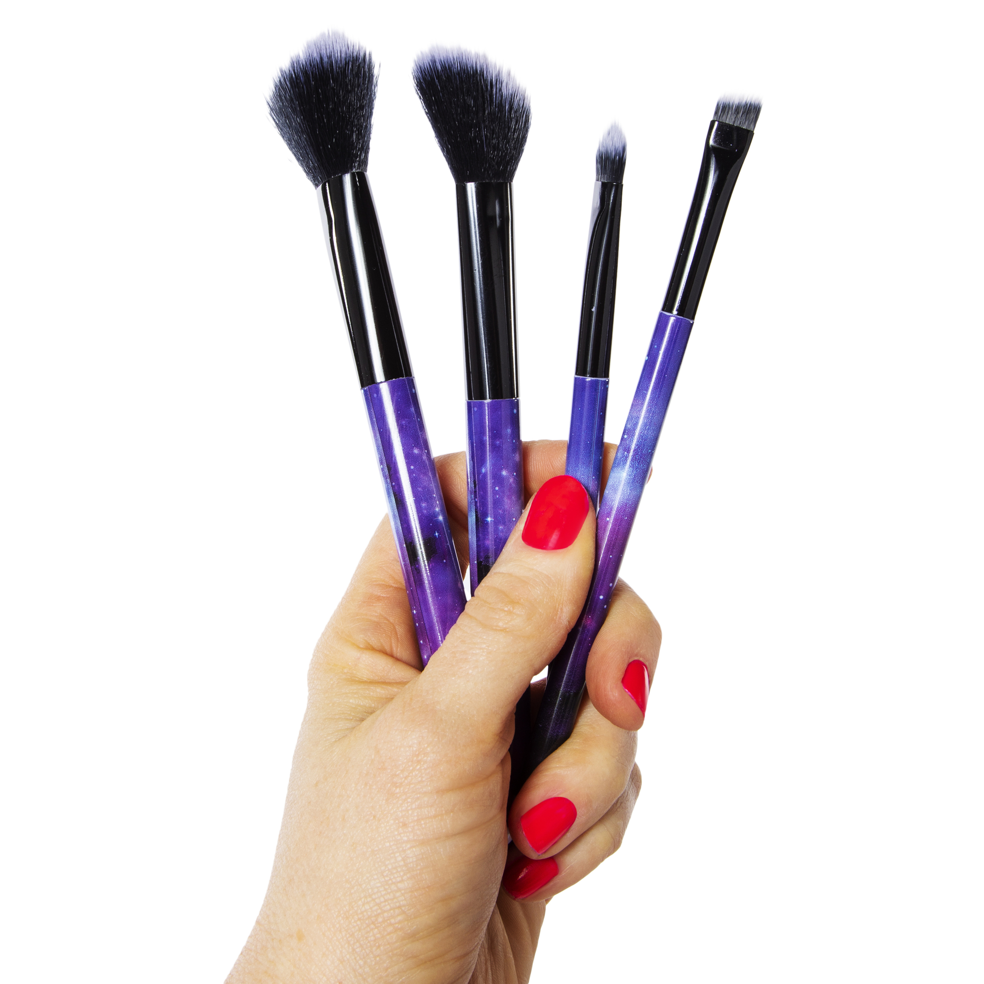4-Piece Pink Glitter Makeup Brush Set & Travel Pouch