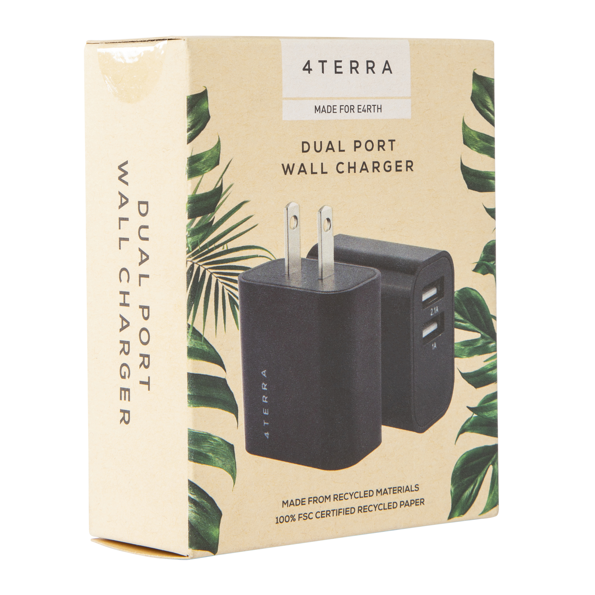4Terra® Recycled USB-A Dual Port Wall Charger