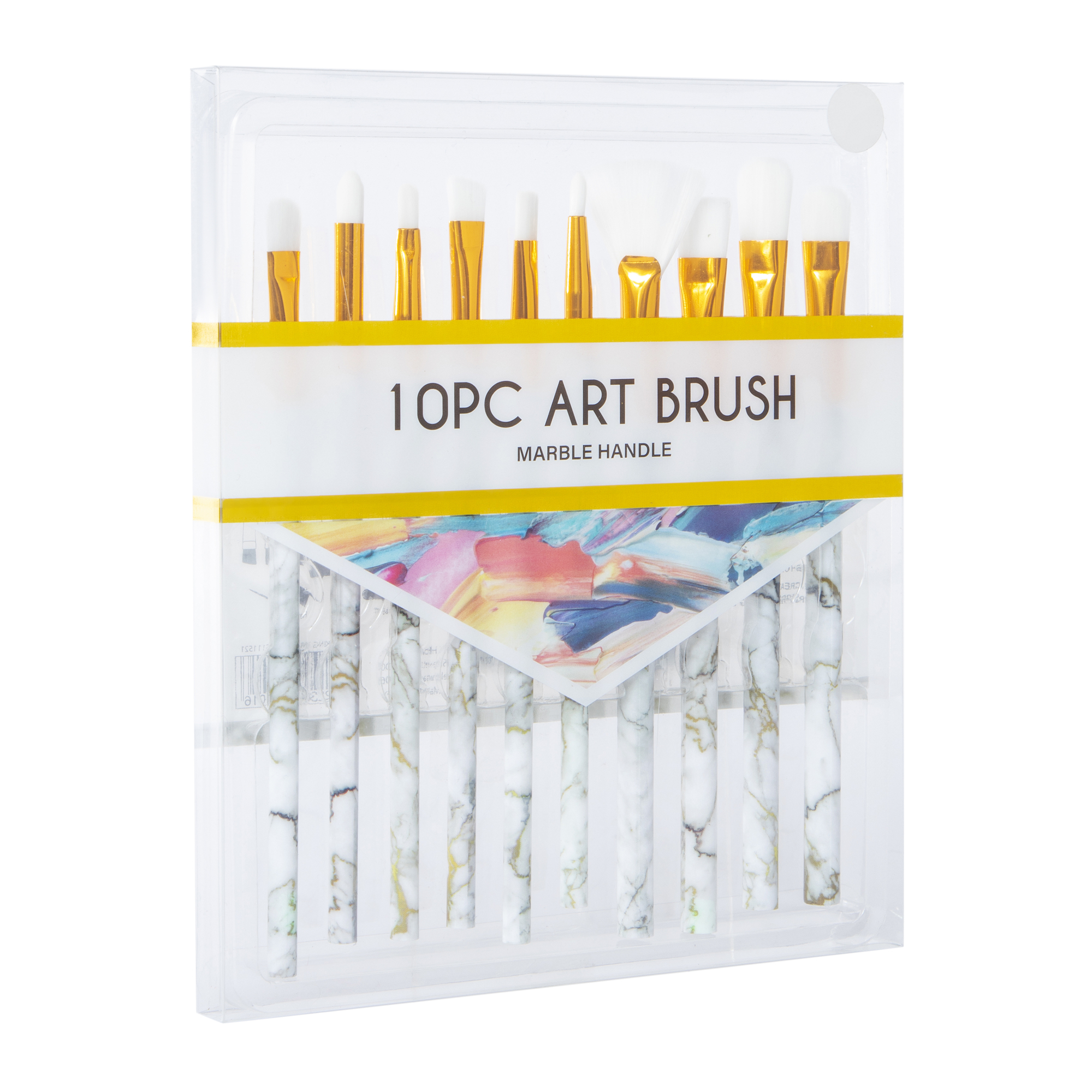 10-Piece Paint Brush Set With Marble Swirl Handles