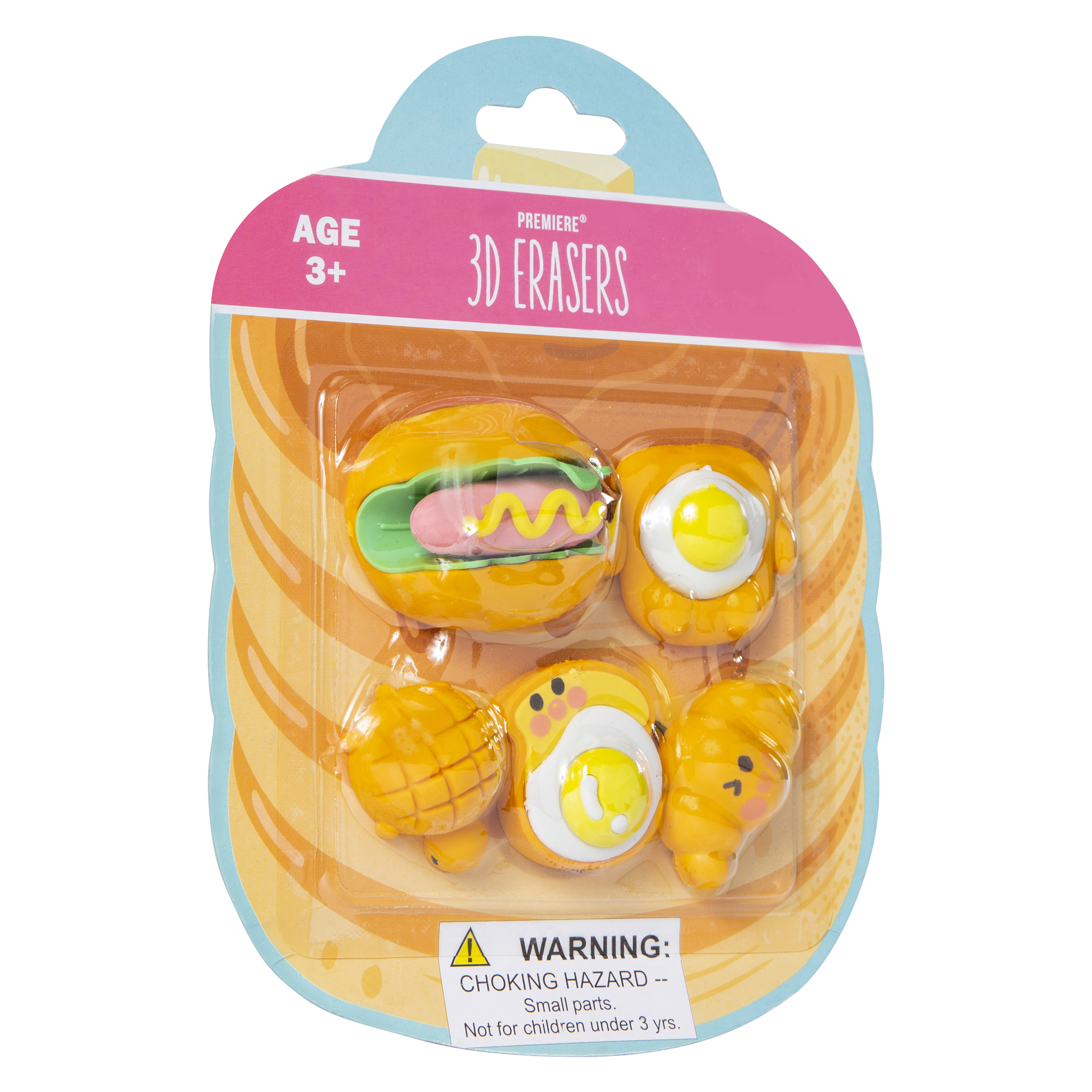 5-Count 3D Eraser Set - Breakfast