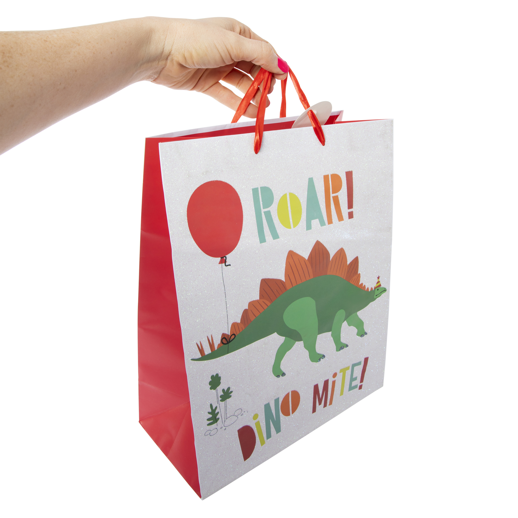 Large Glitter Gift Bag - Dino Mite! Dinosaur