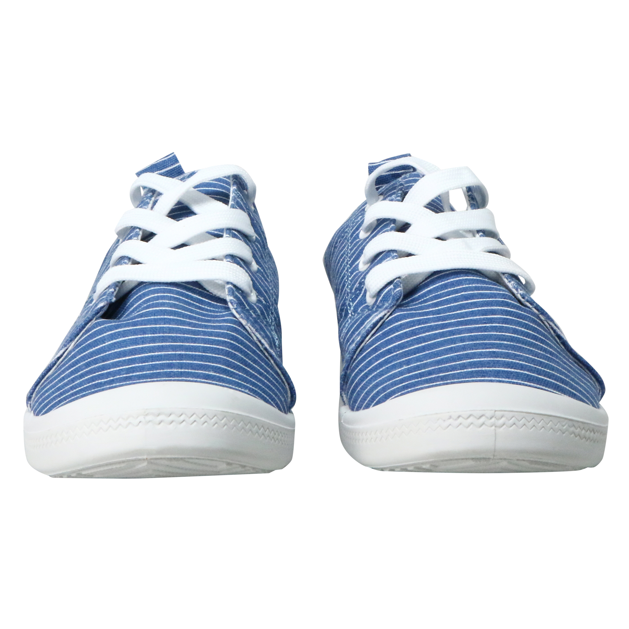 Ladies Blue Stripe Scrunch Back Sneakers