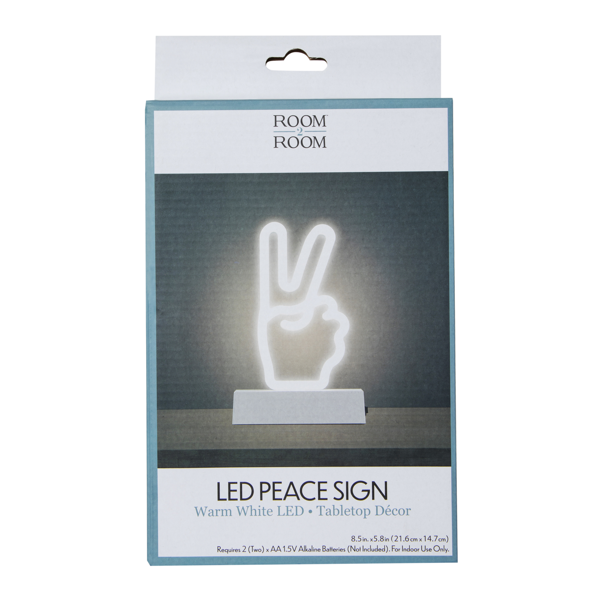 LED Peace Sign Neon Light With Stand 8.5in, Battery Operated