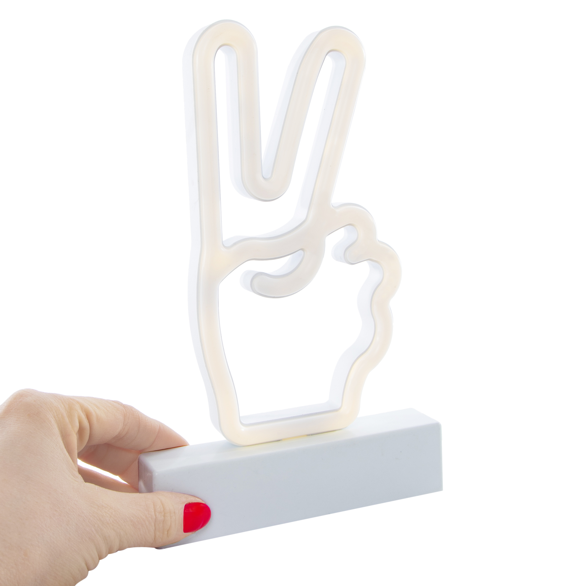 LED Peace Sign Neon Light With Stand 8.5in, Battery Operated