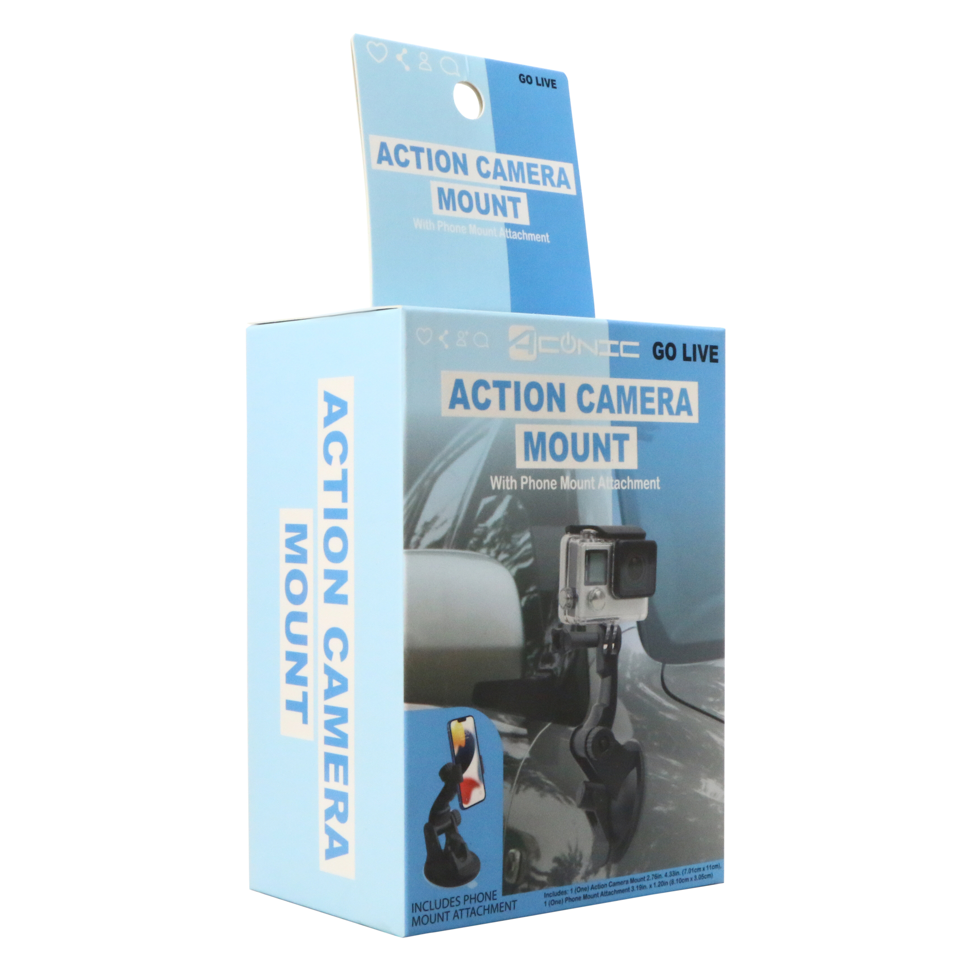 Action Camera Mount w/ Phone Mount Attachment