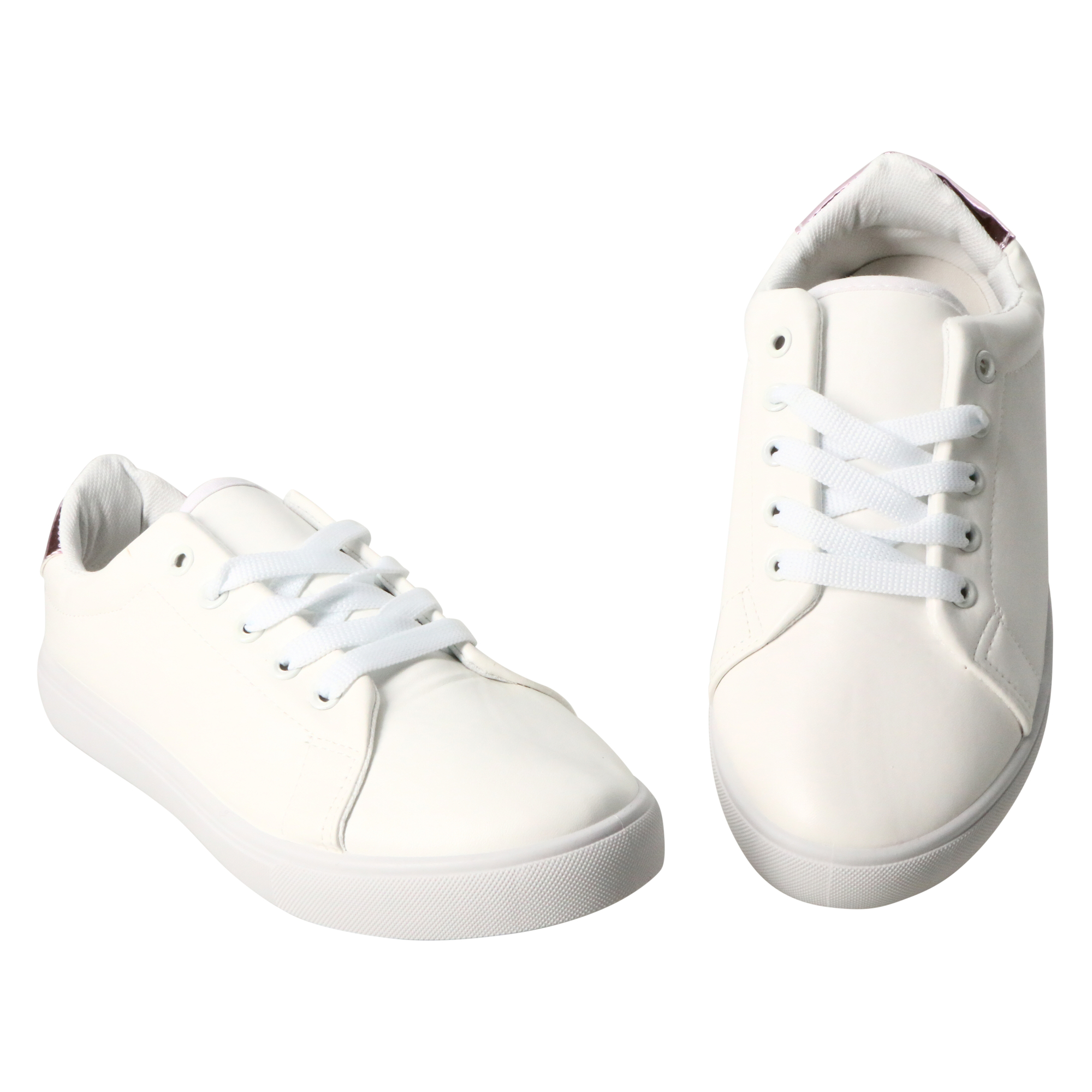 Ladies Metallic Pink Faux Leather Sneakers