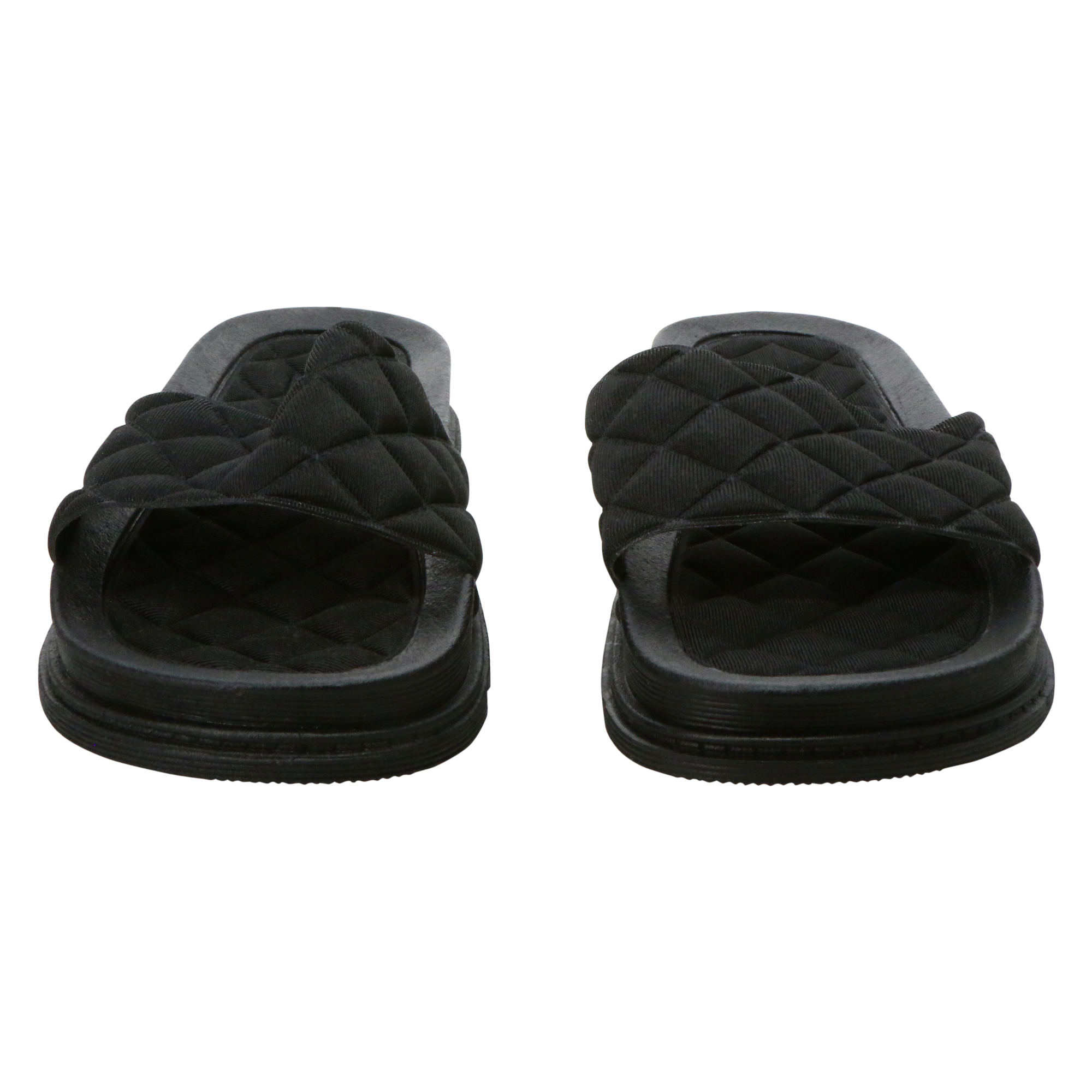 Ladies Black Quilted Slide Sandals