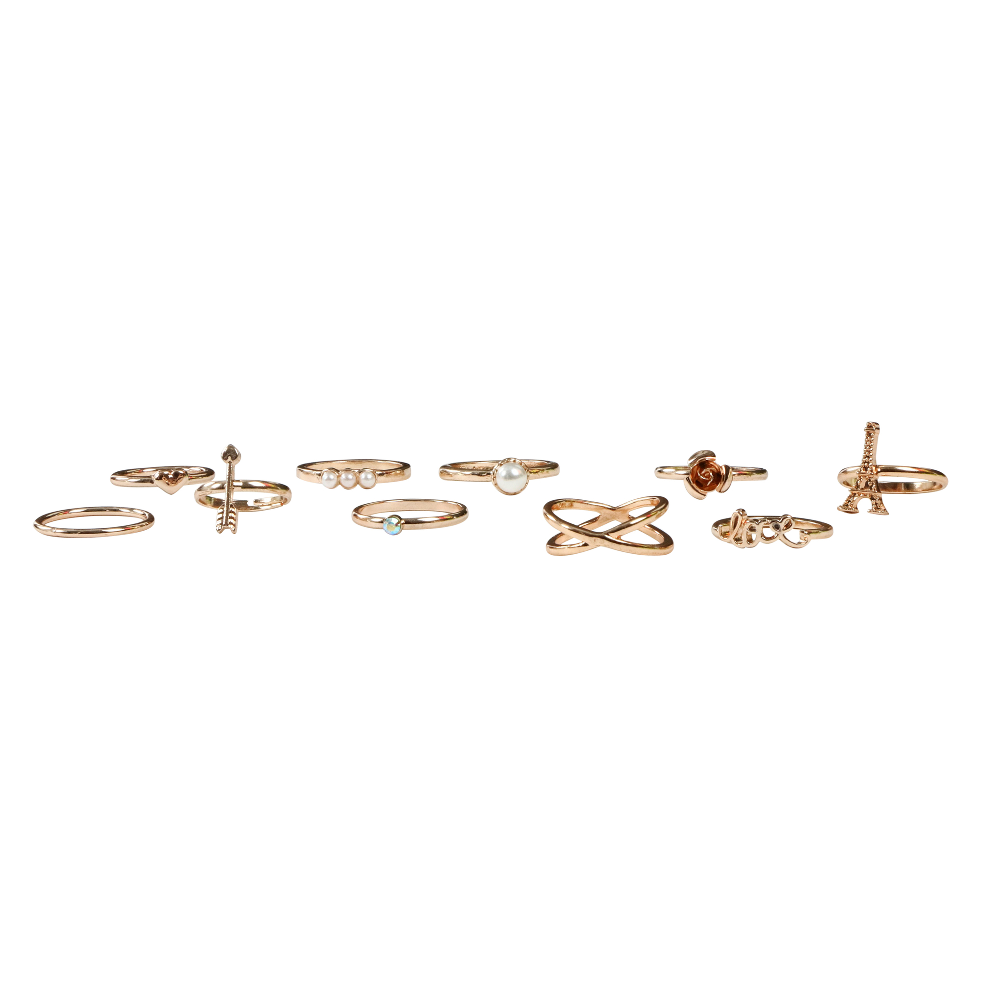 La Vie En Rose 10-Piece Rose Gold Ring Set