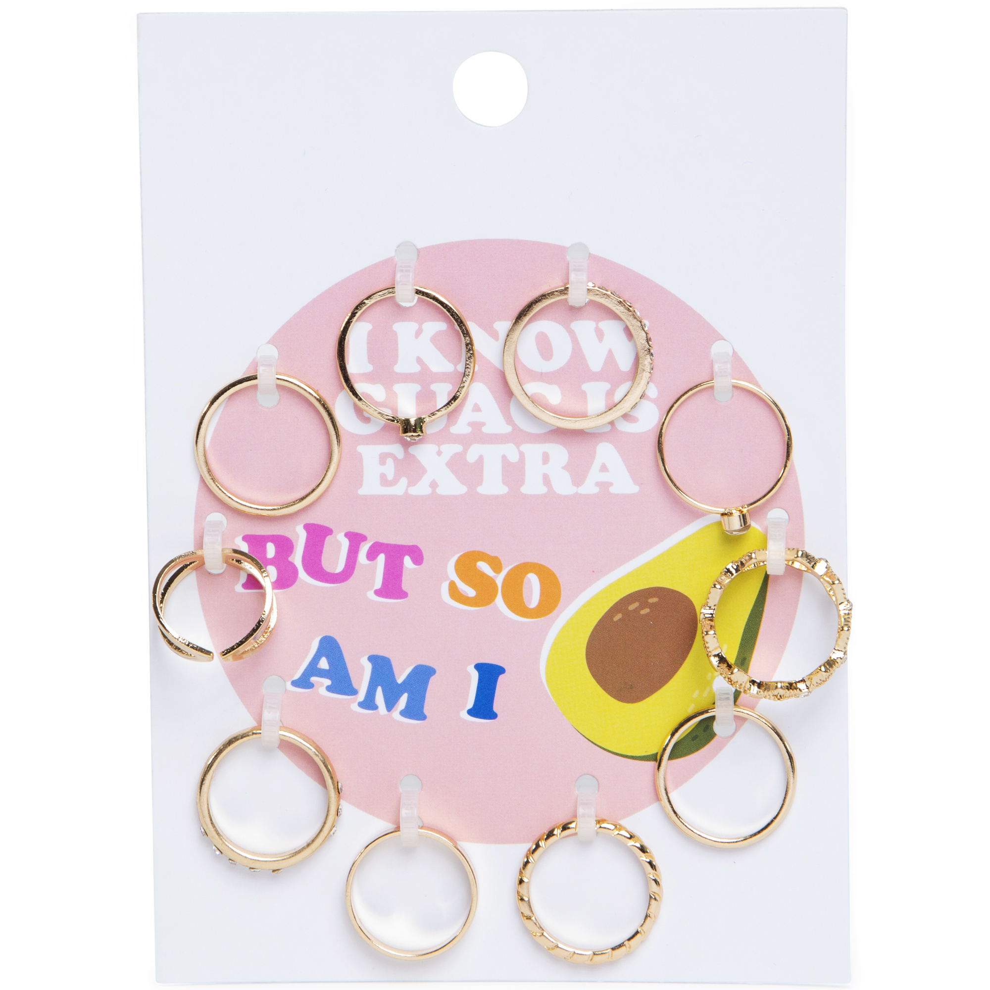 I Know Guac Is Extra But So Am I' 10-Piece Gold Ring Set