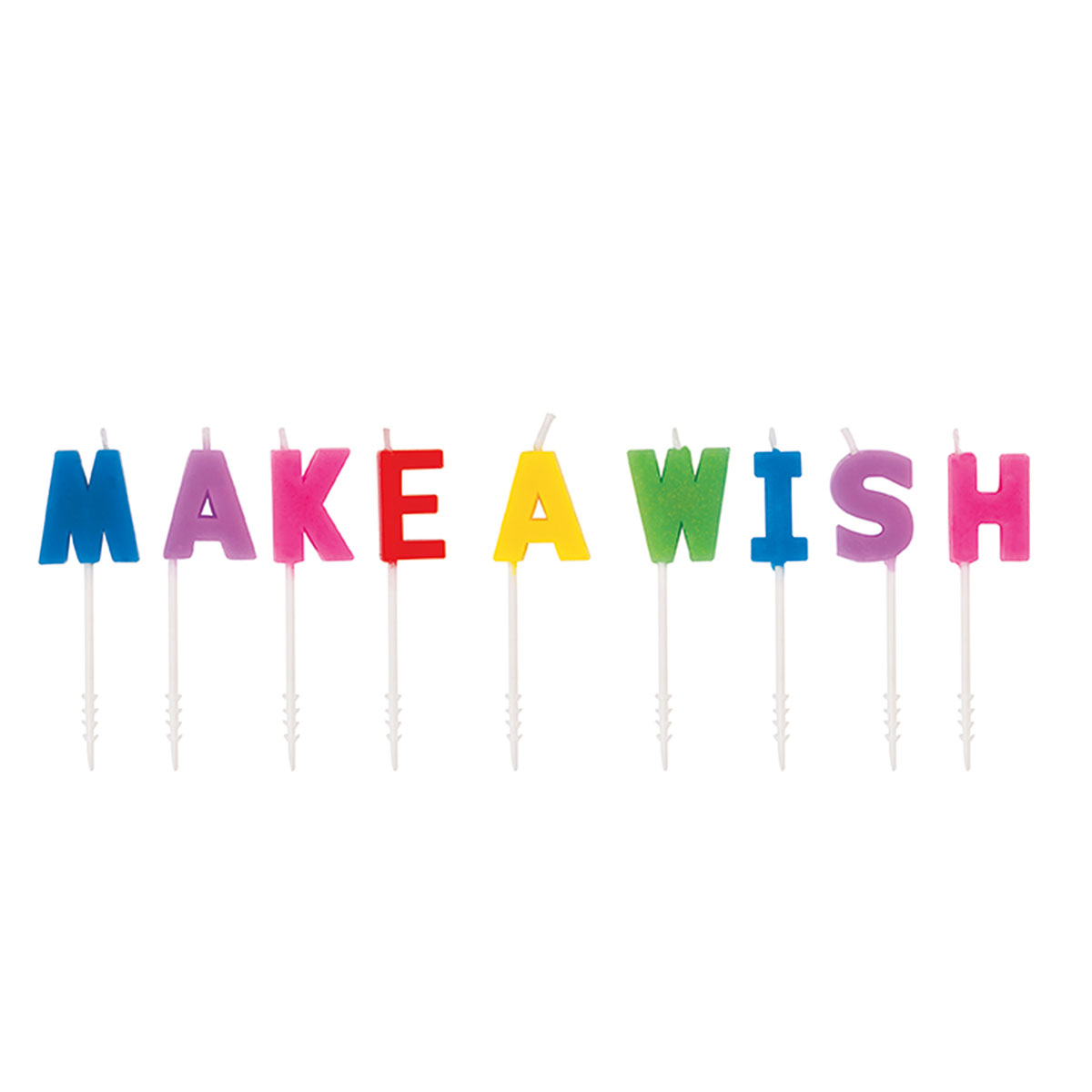 Rainbow 'Make A Wish' Letter Birthday Candles 9-Count