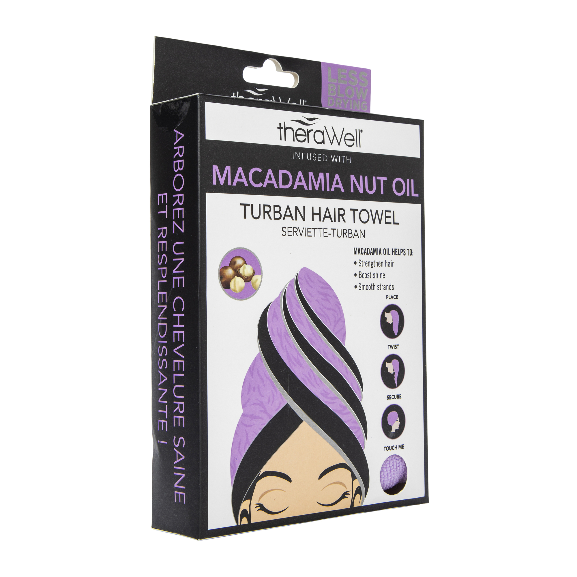 Therawell® Twirly Hair Towel infused With Macadamia Nut Oil