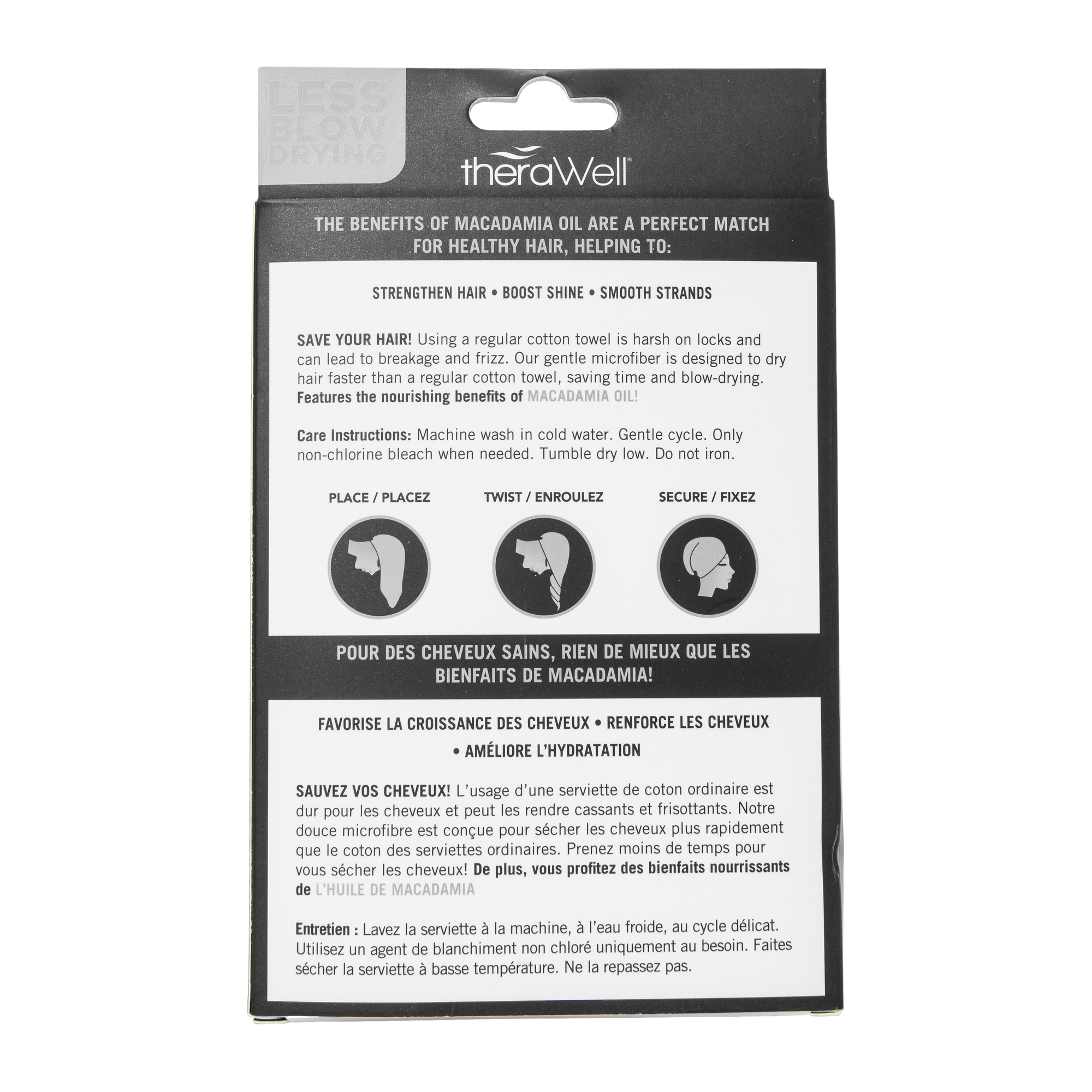 Therawell® Twirly Hair Towel infused With Macadamia Nut Oil