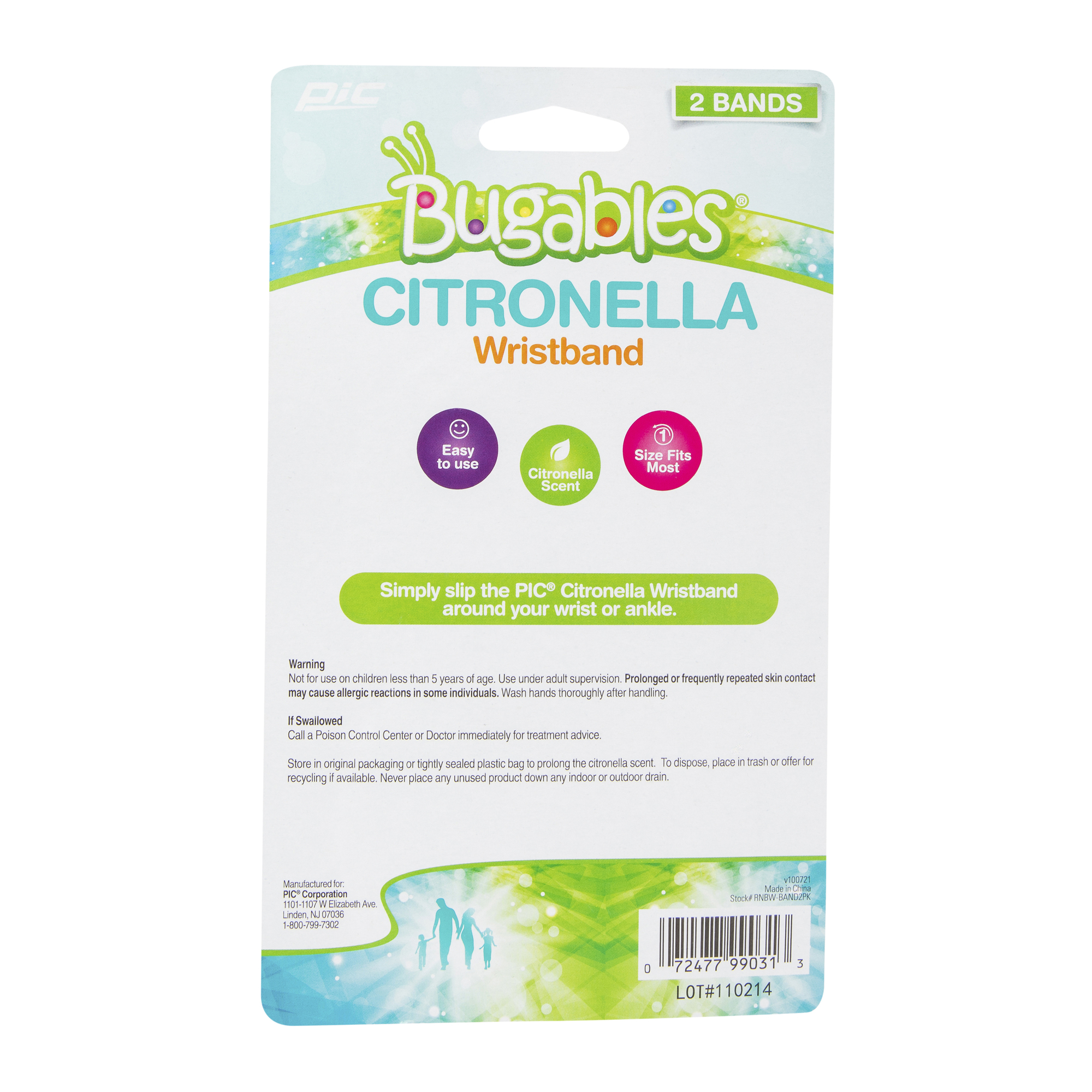 Bugables® Citronella Bug Repellent Wristband 2-Pack