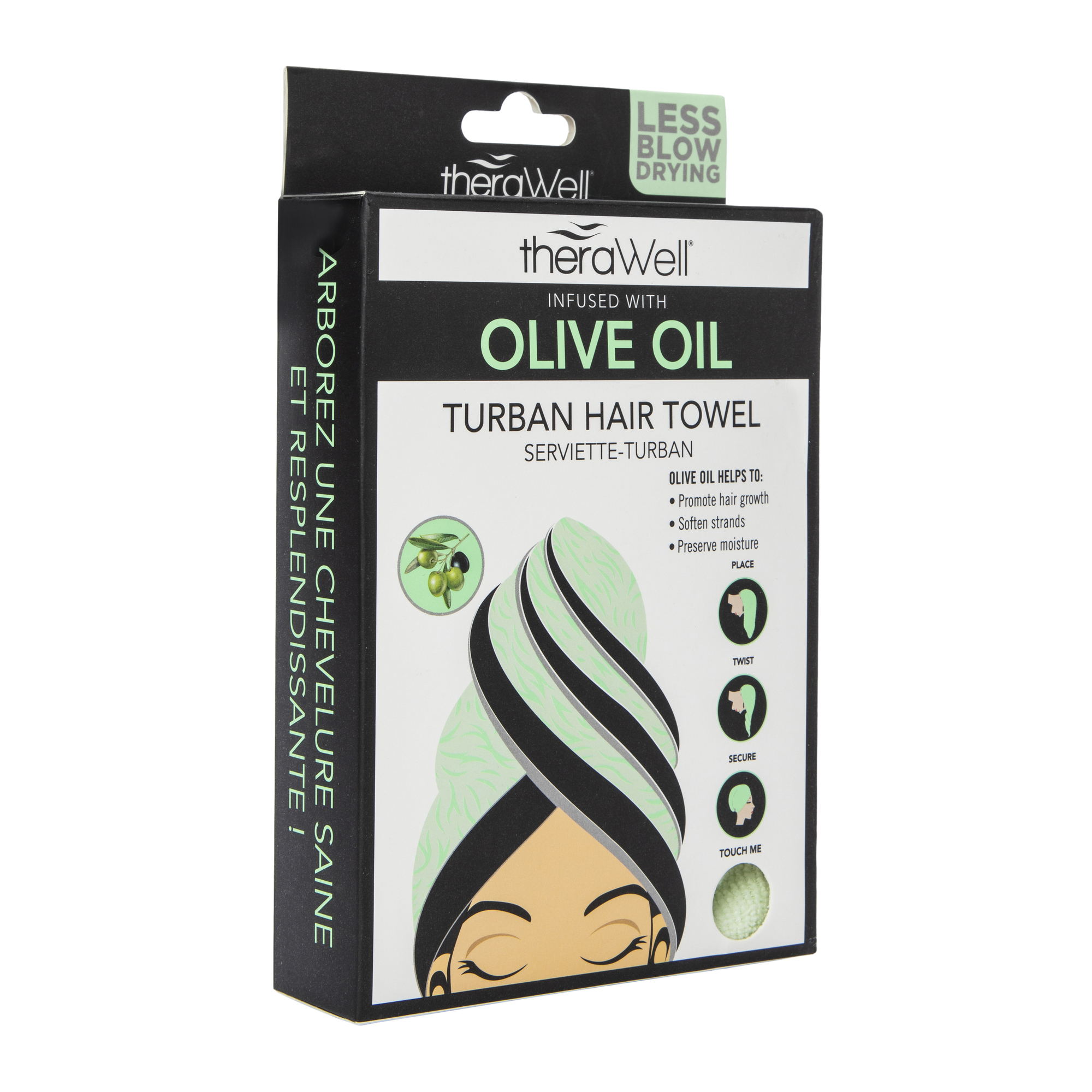 Therawell® Twirly Hair Towel infused With Olive Oil
