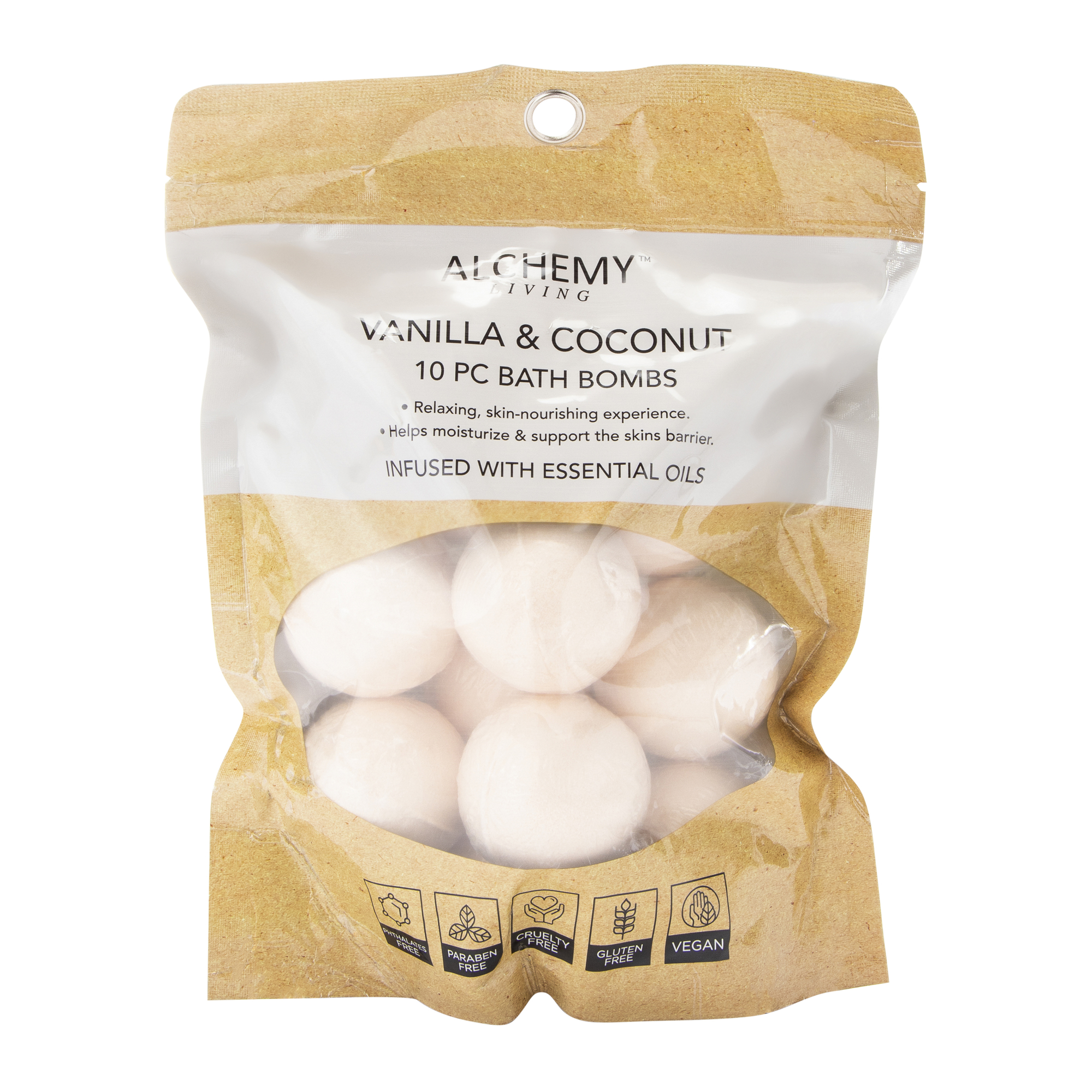 Alchemy Living™ Vanilla & Coconut Essential Oil-infused Bath Bombs 10-Count