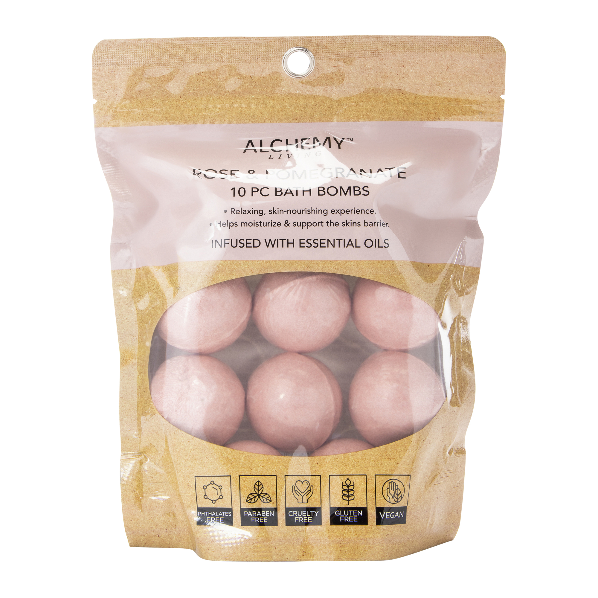 Alchemy Living™ Rose & Pomegranate Essential Oil-infused Bath Bombs 10-Count
