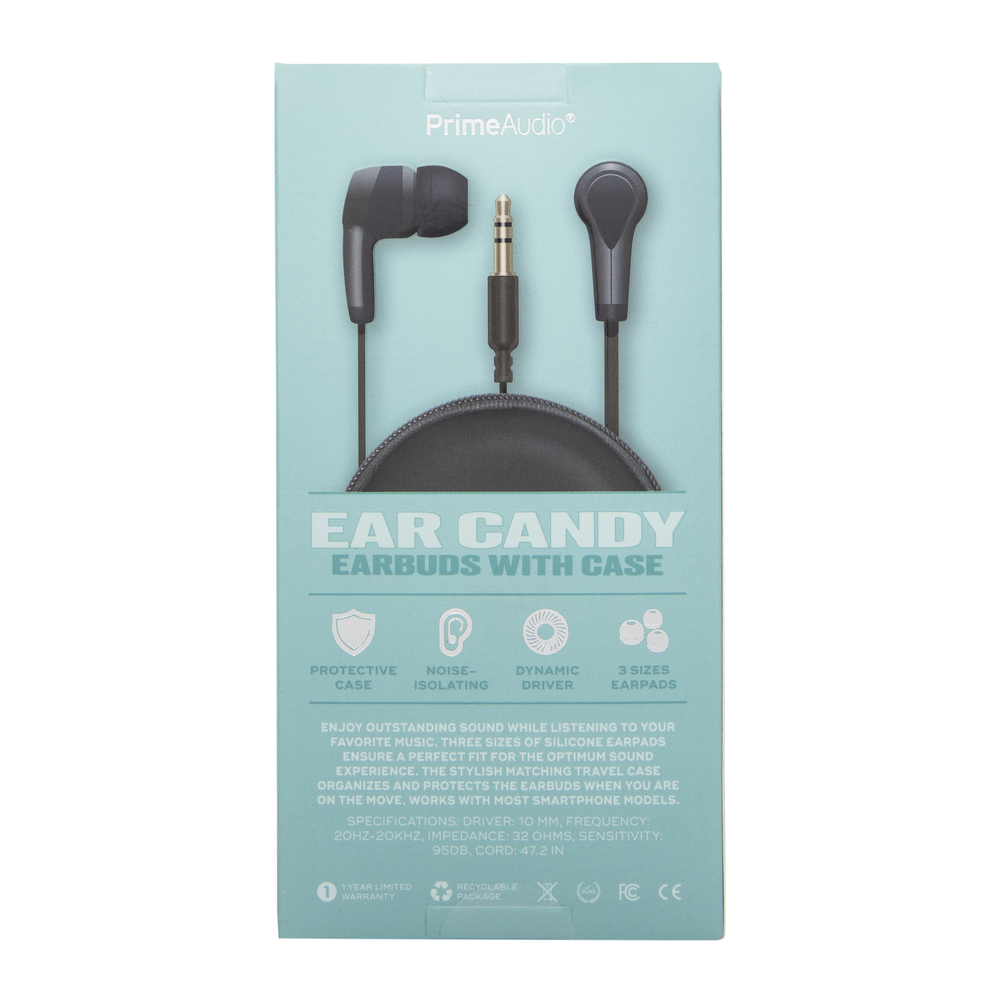 Ear Candy Wired Earbuds With Protective Case