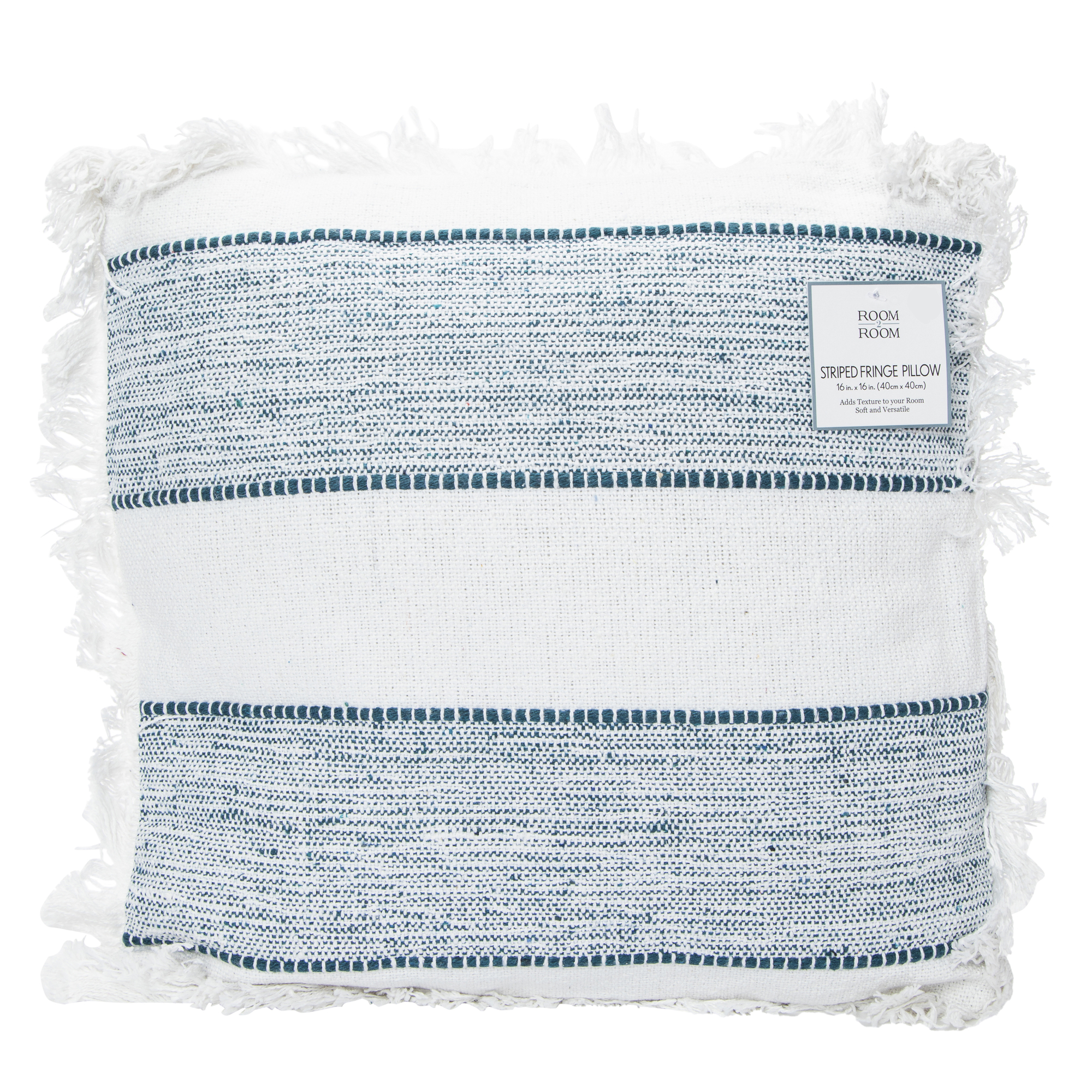 Striped Throw Pillow With Fringe 16in x