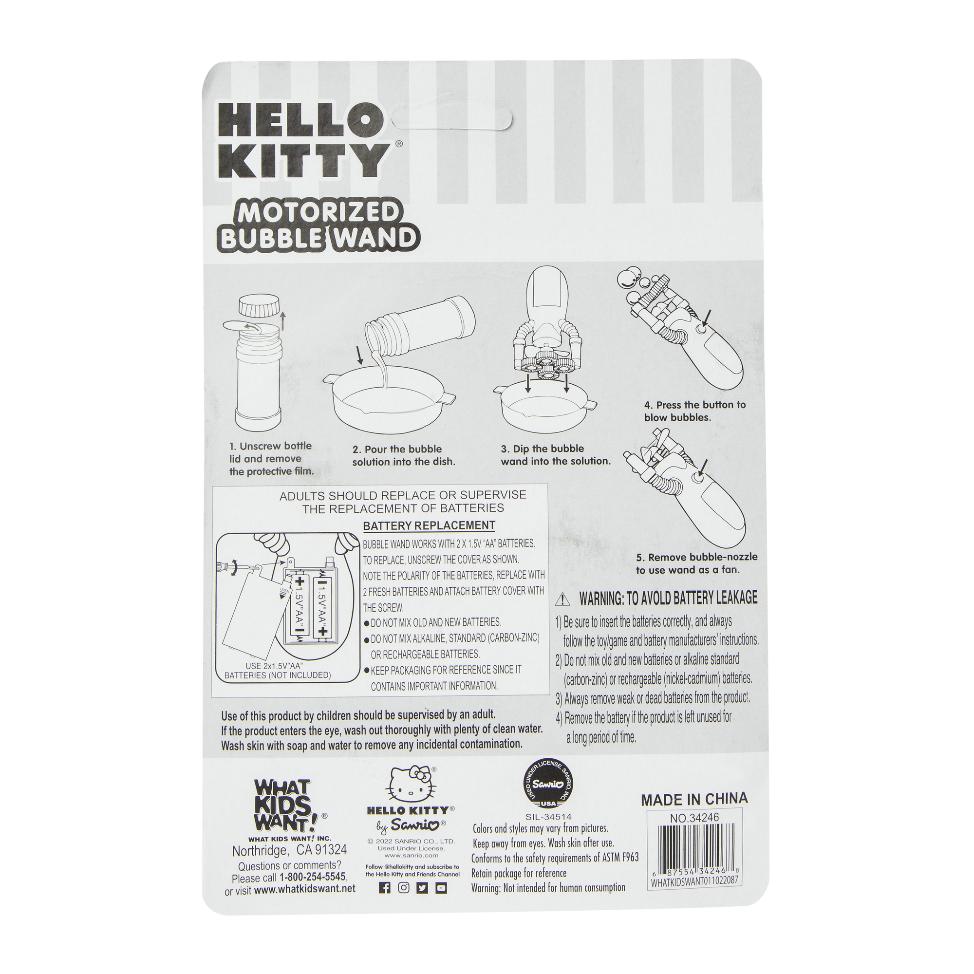 Hello Kitty® Motorized Bubble Wand & Bubble Solution