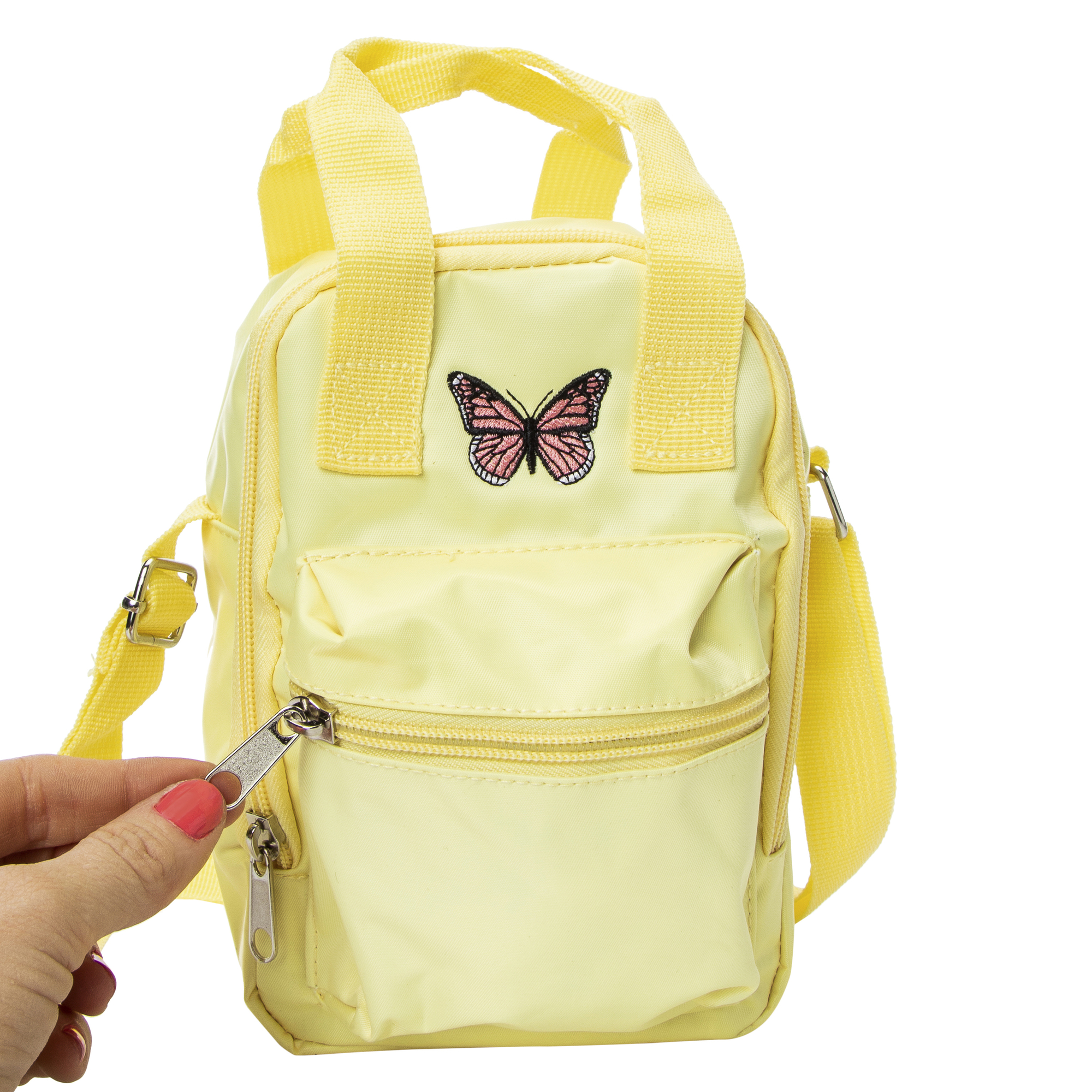 Blush Super Mini Sling Bag With Embroidered Rainbow Icon 6in x 8in