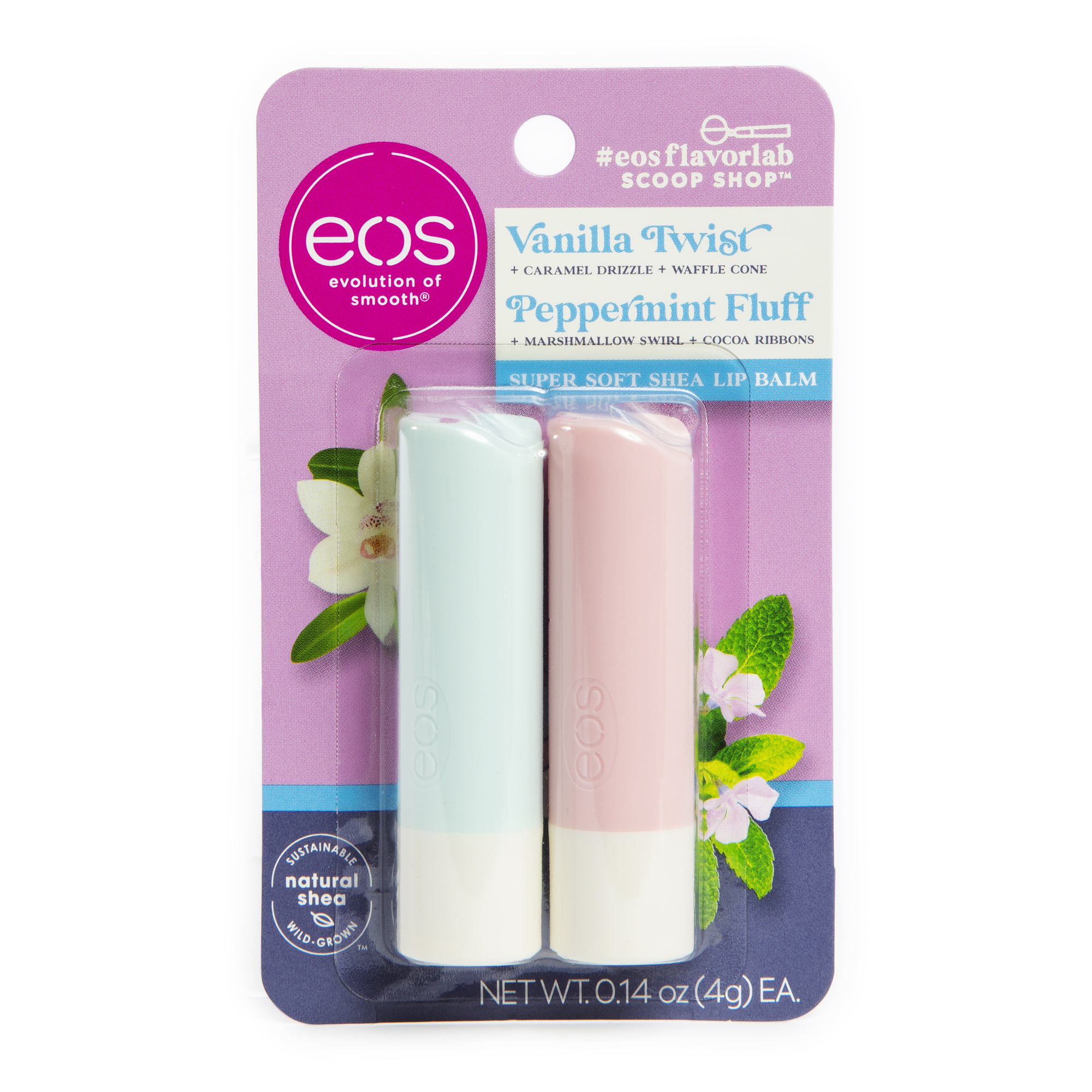 Eos® Vanilla Twist & Peppermint Fluff Lip Balm 2-Pack
