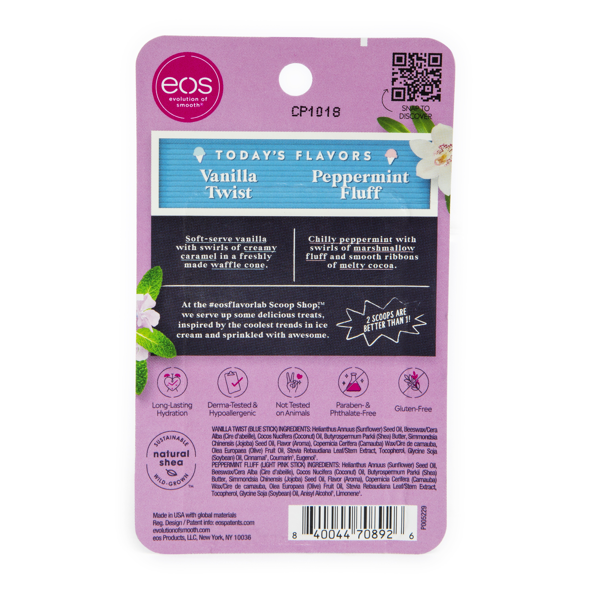 Eos® Vanilla Twist & Peppermint Fluff Lip Balm 2-Pack