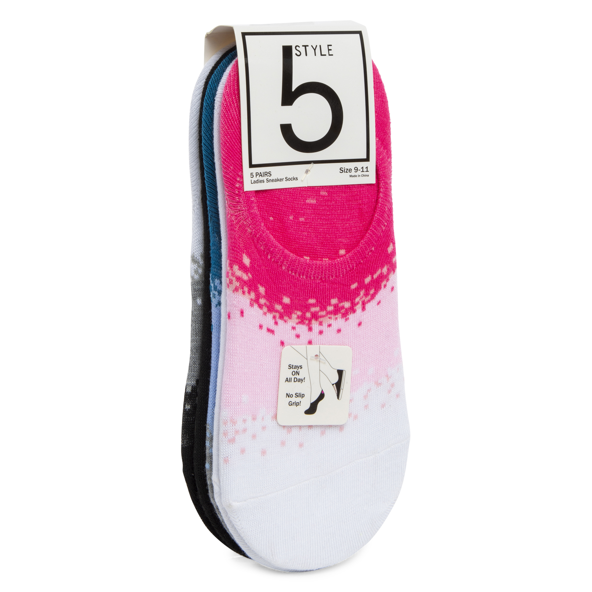 No-Show Sneaker Liner Socks 5-Pack - Ombre Colors