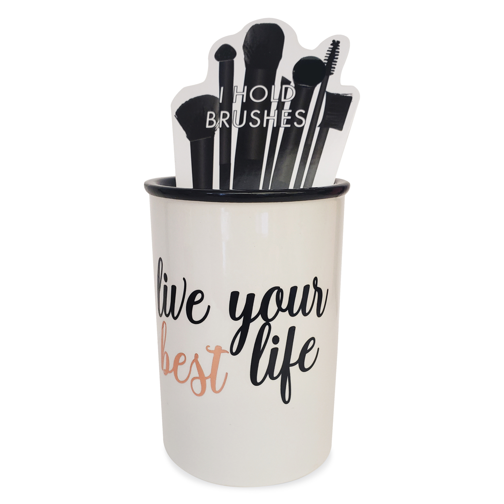Ceramic Makeup Brush Cup - Live Your Best Life