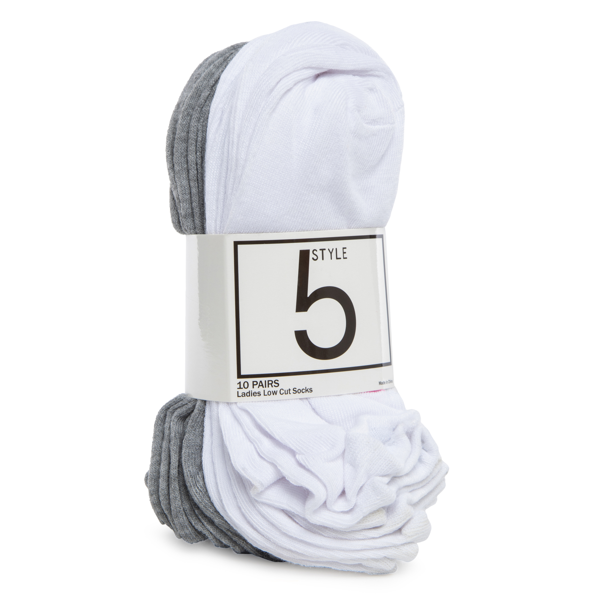 Low-Cut Ankle Socks 10-Pack - White & Gray