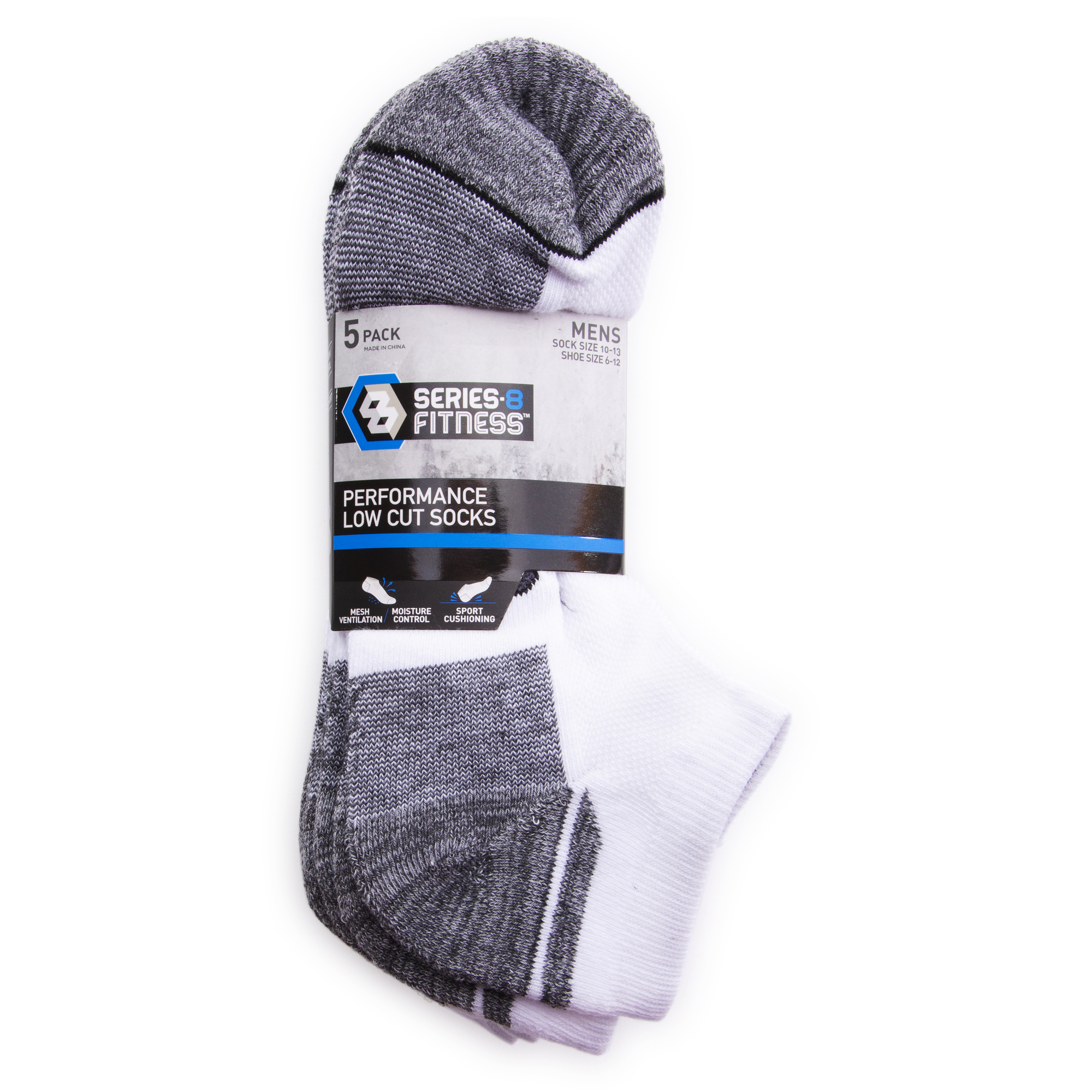 Series-8 Fitness™ Young Men's Performance Low-Cut Socks 5-Pack