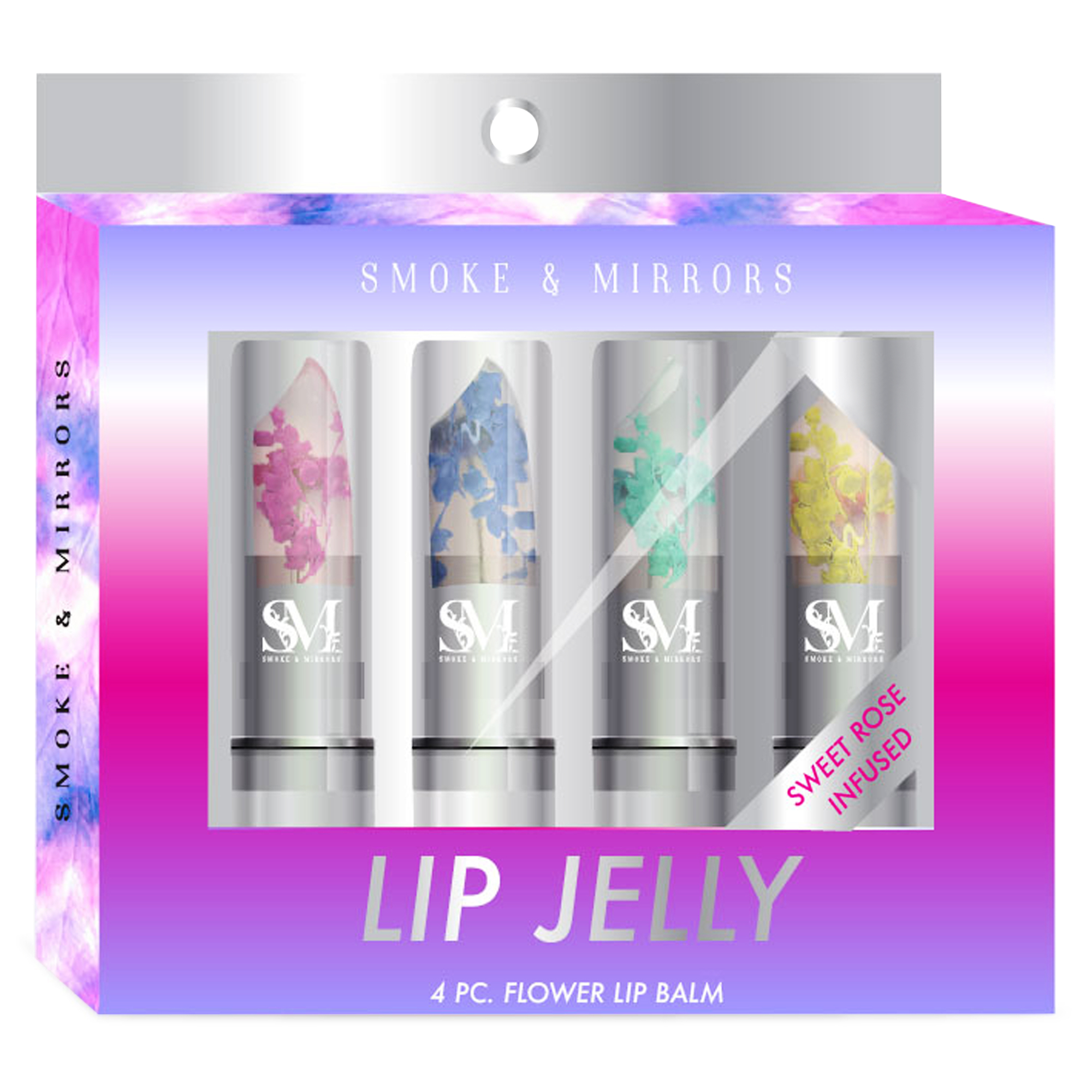 Smoke & Mirrors Sweet Rose infused Lip Jelly Flower Lip Balm 4-Piece Set
