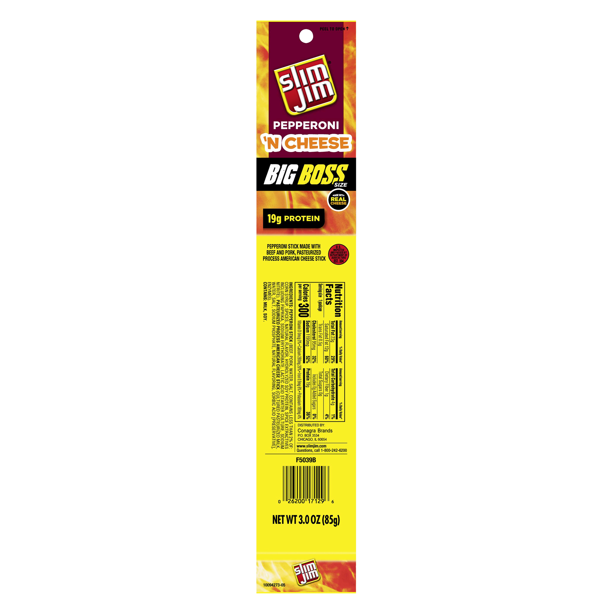 Slim Jim® Pepperoni 'N Cheese Big Boss Snack Stick 3oz