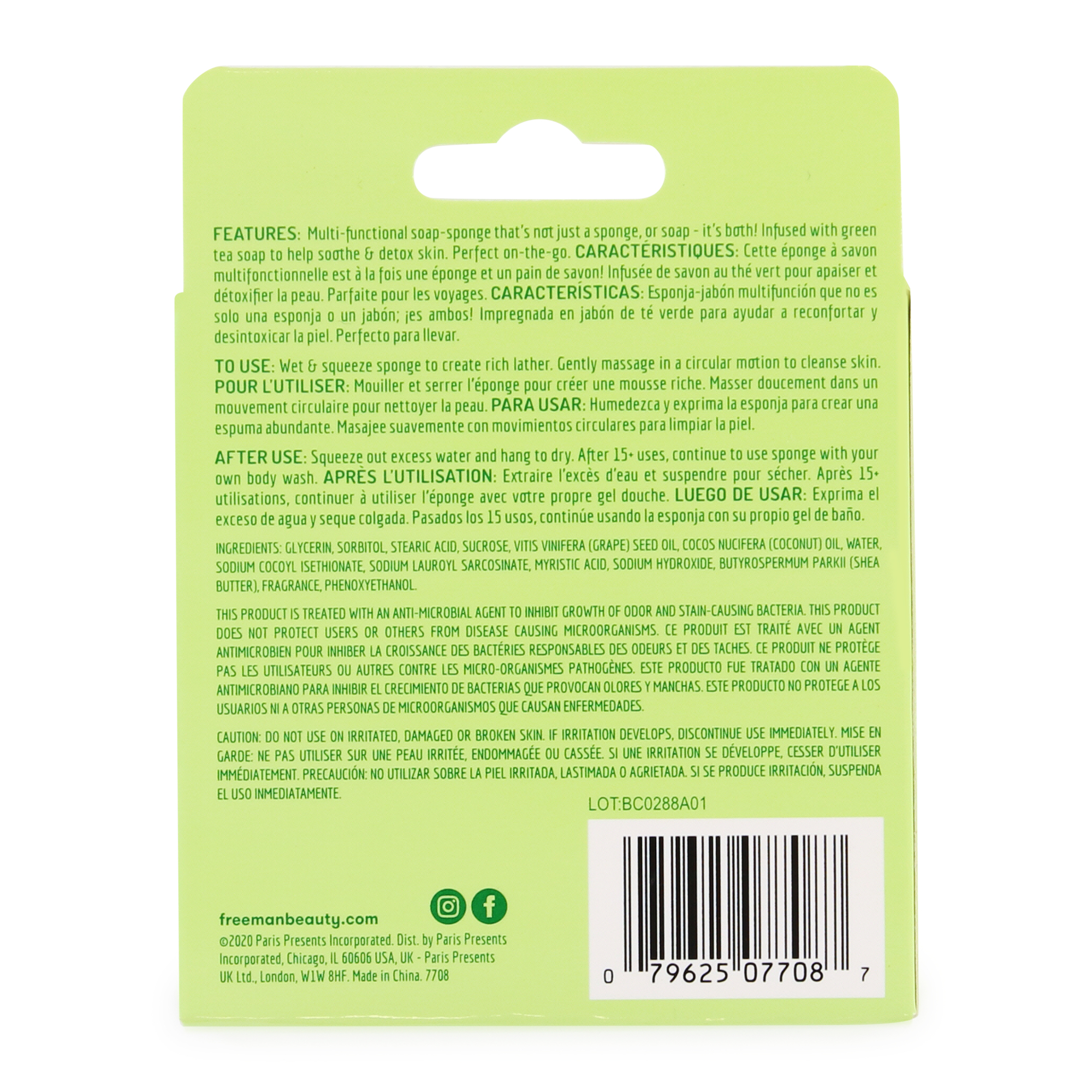 Freeman® Reusable Deep Cleansing Soap infused Sponge With Green Tea