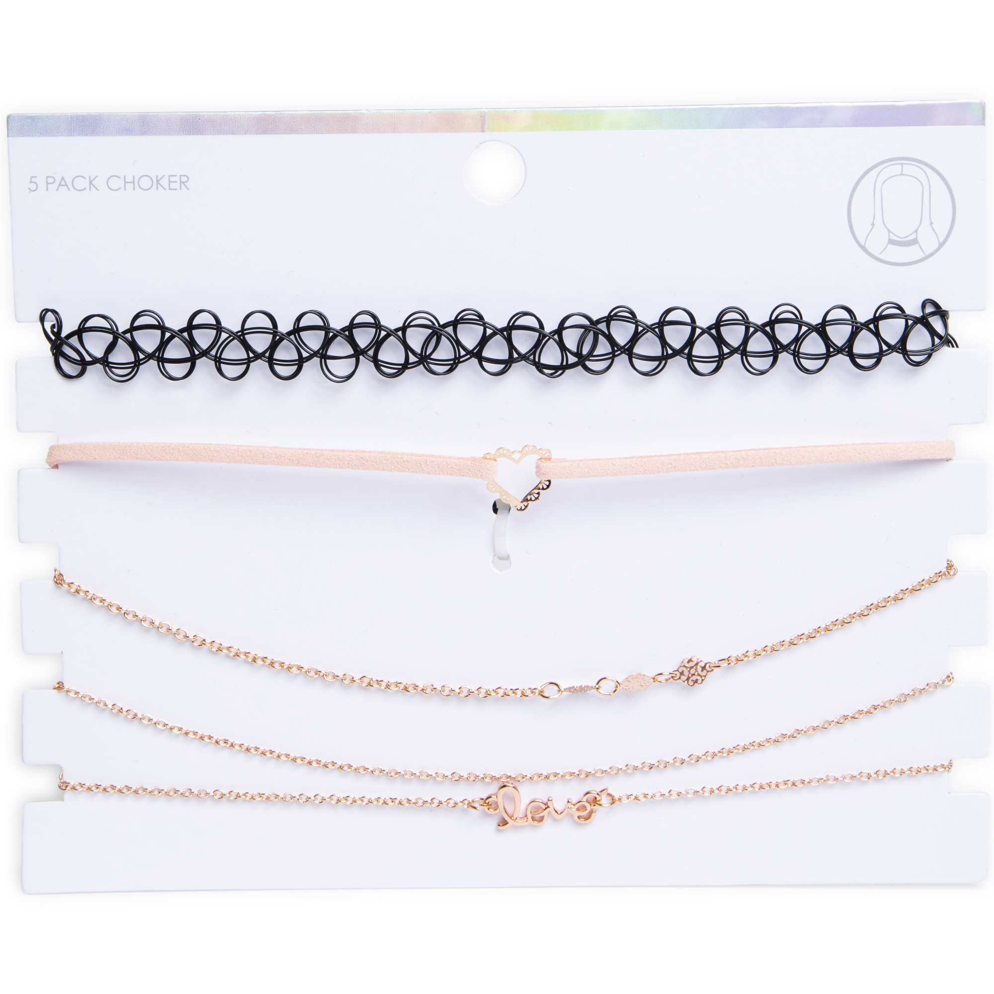 Rose Gold Choker Necklace 5-Piece Jewelry Set