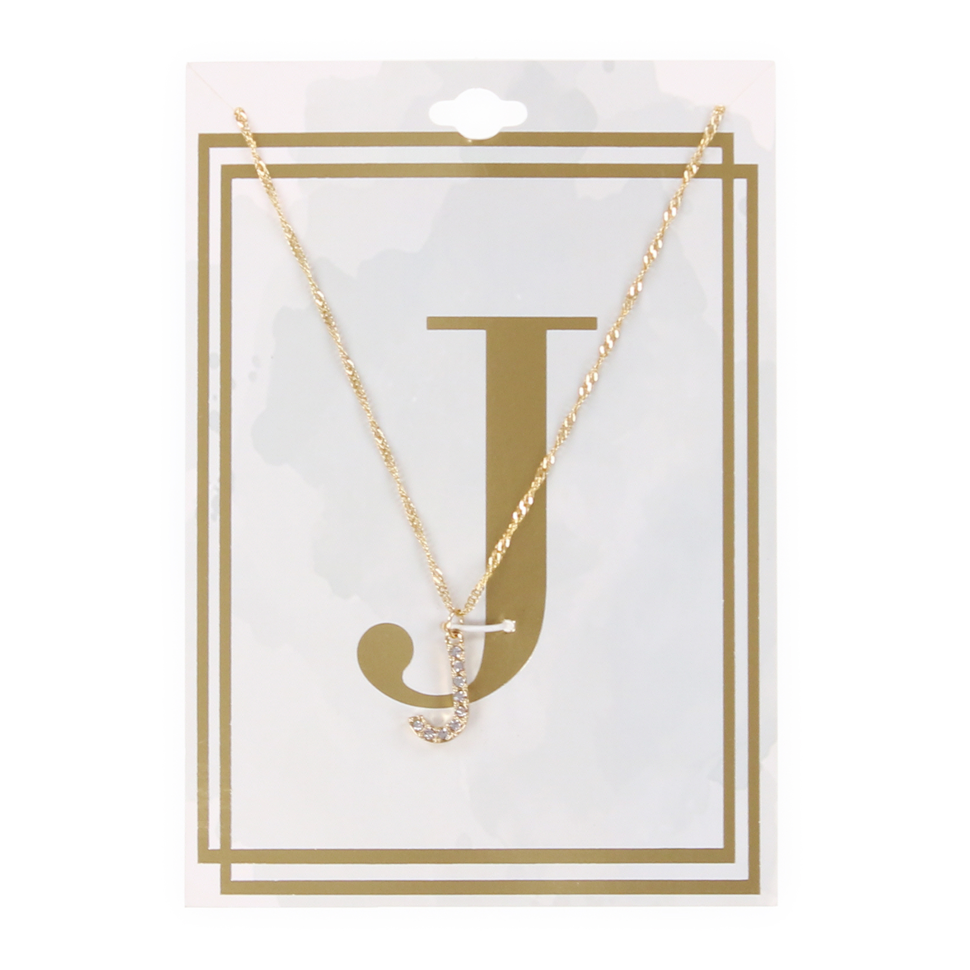Letter J Diamond initial Charm Necklace
