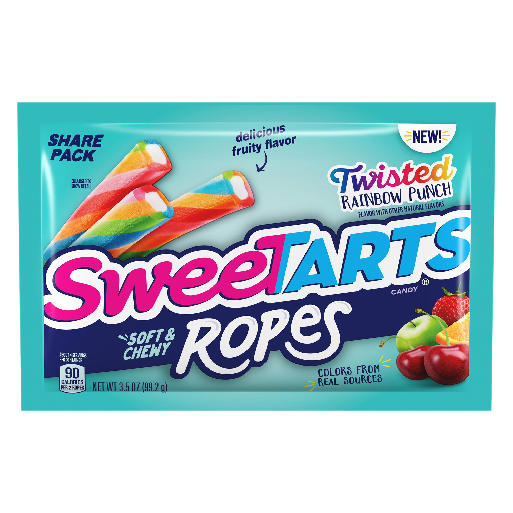 Sweetarts® Soft & Chewy Twisted Rainbow Punch Ropes Share Pack 3.5oz