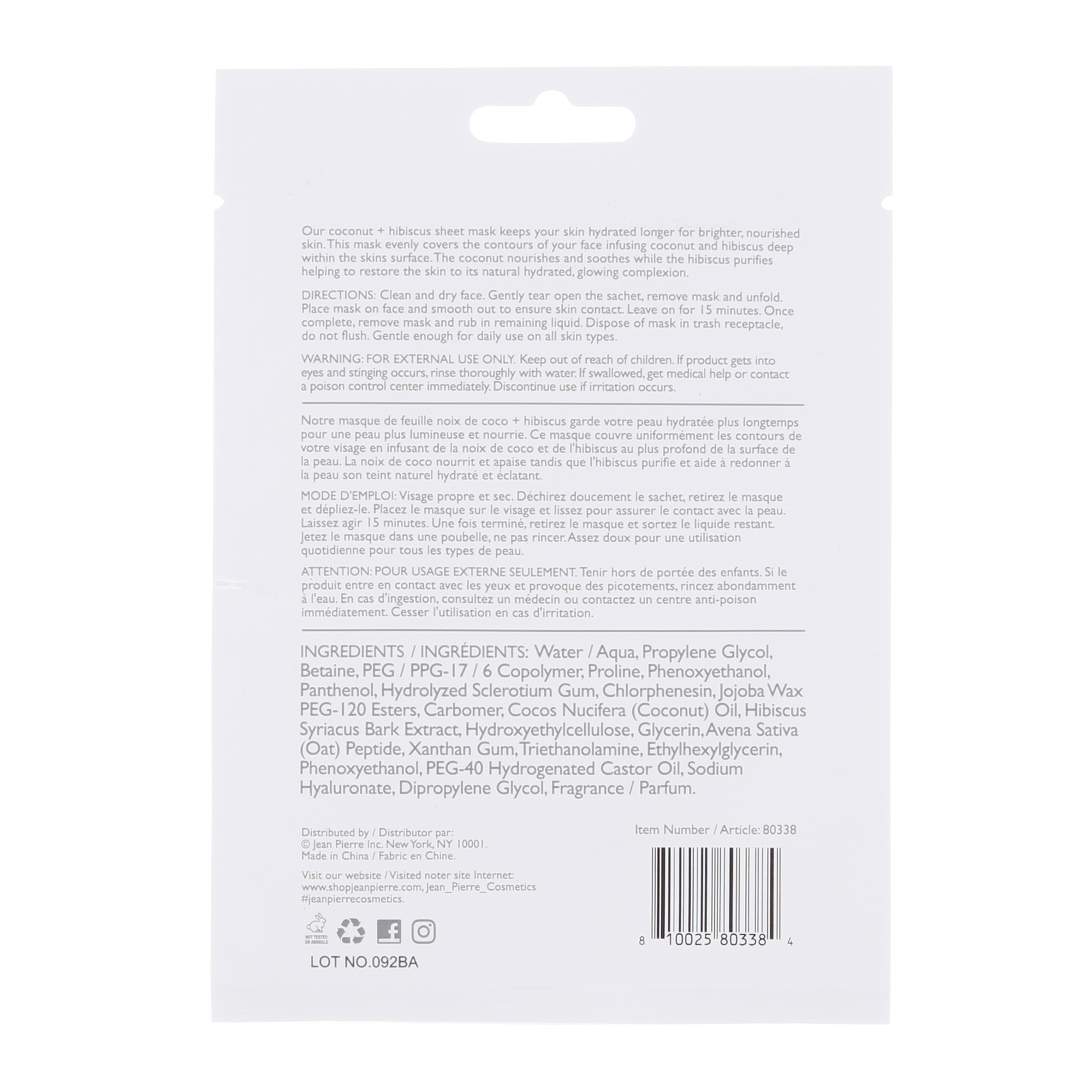 Restoring + Nourishing Sheet Face Mask With Coconut & Hibiscus