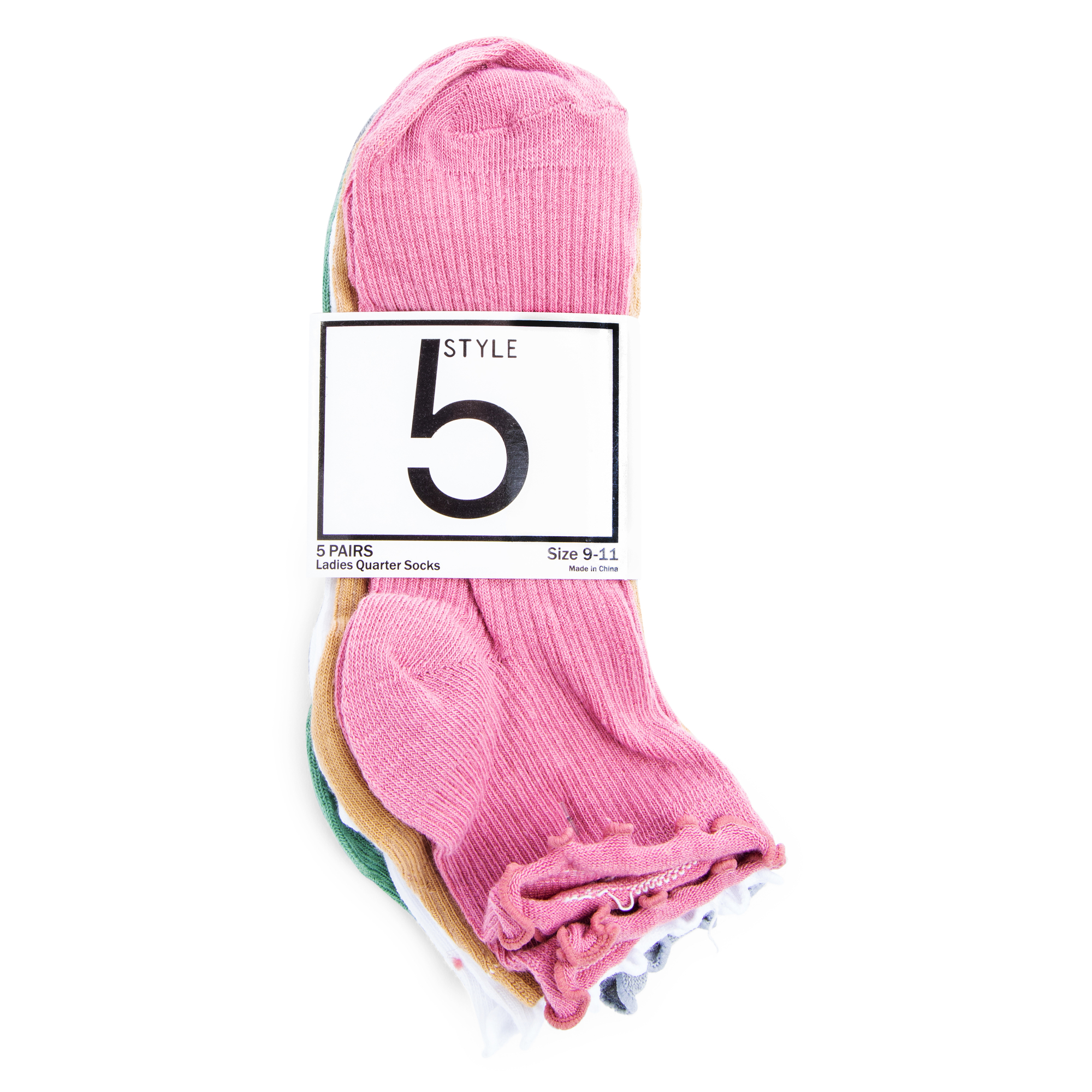 Lettuce Edge Ankle Socks 5-Pack, Assorted Colors