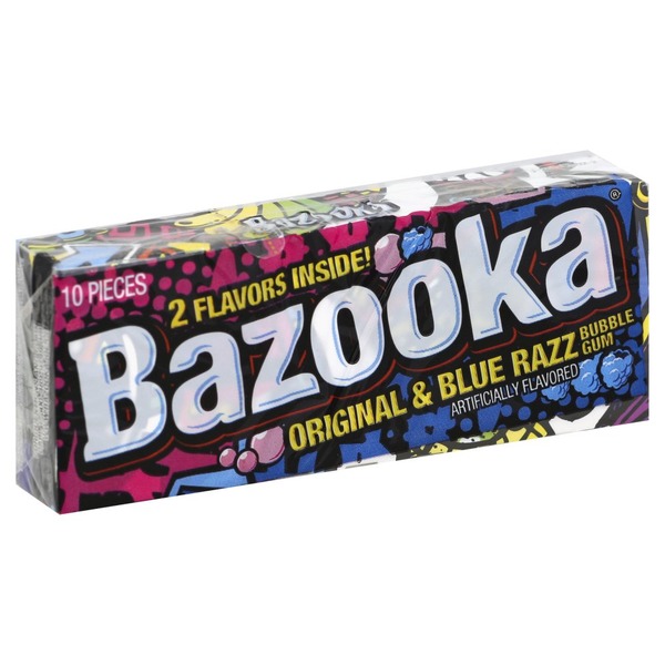 Bazooka® Original & Blue Razz Bubble Gum - 10 Pieces